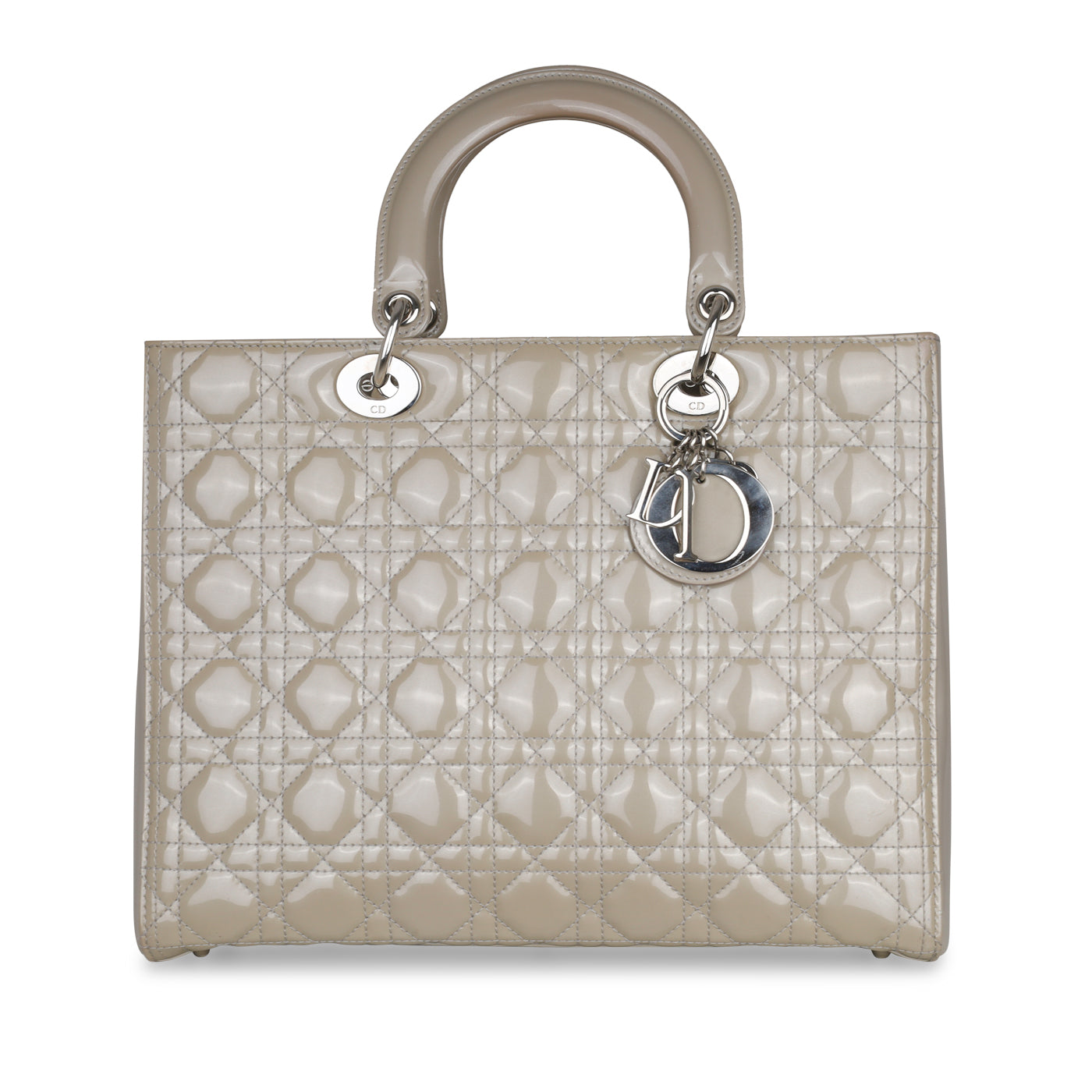 Dior Christian Lady Shoulder Bag Large Cream Patent Shw