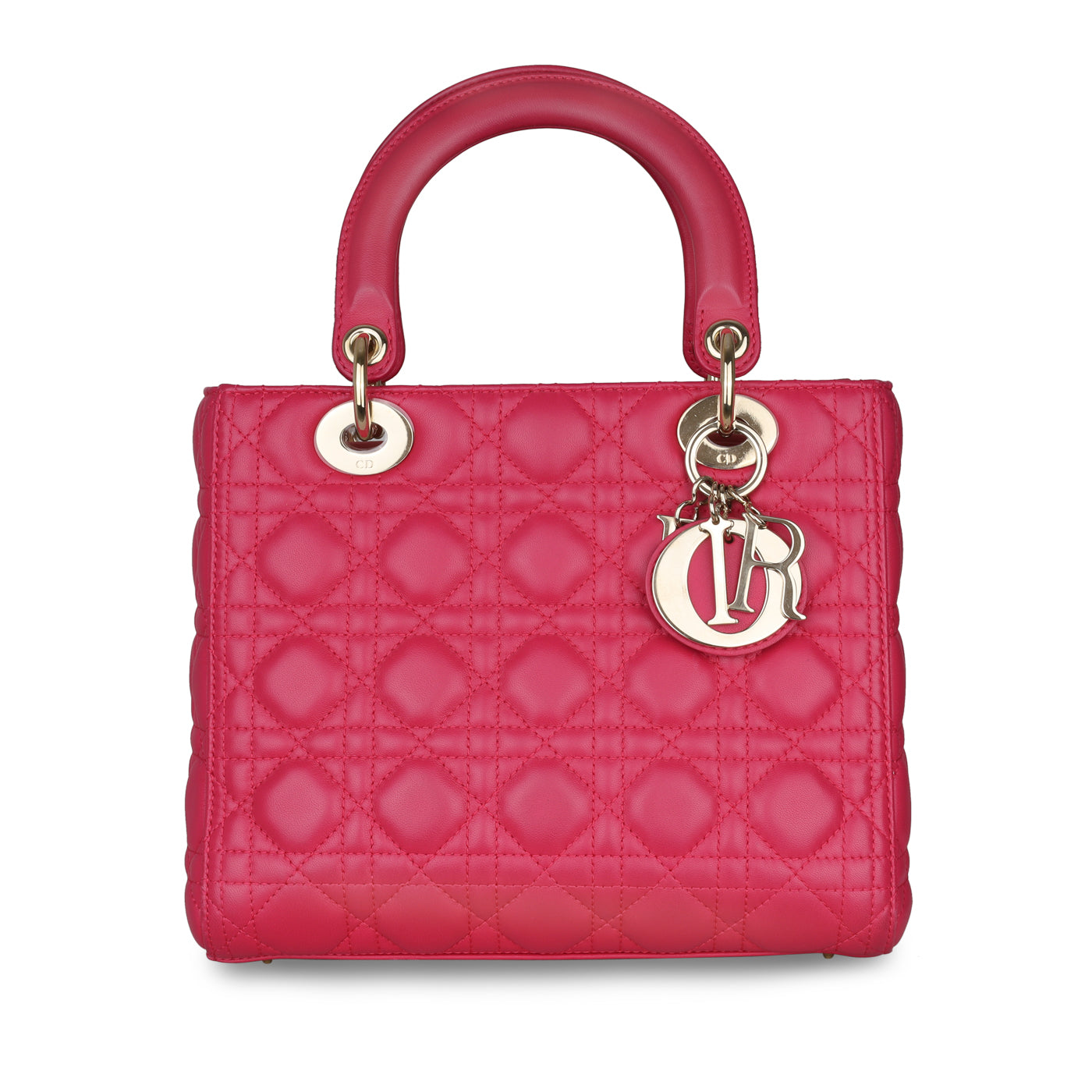 Dior Christian Lady Crossbody Bag Medium Pink Cannage Leather