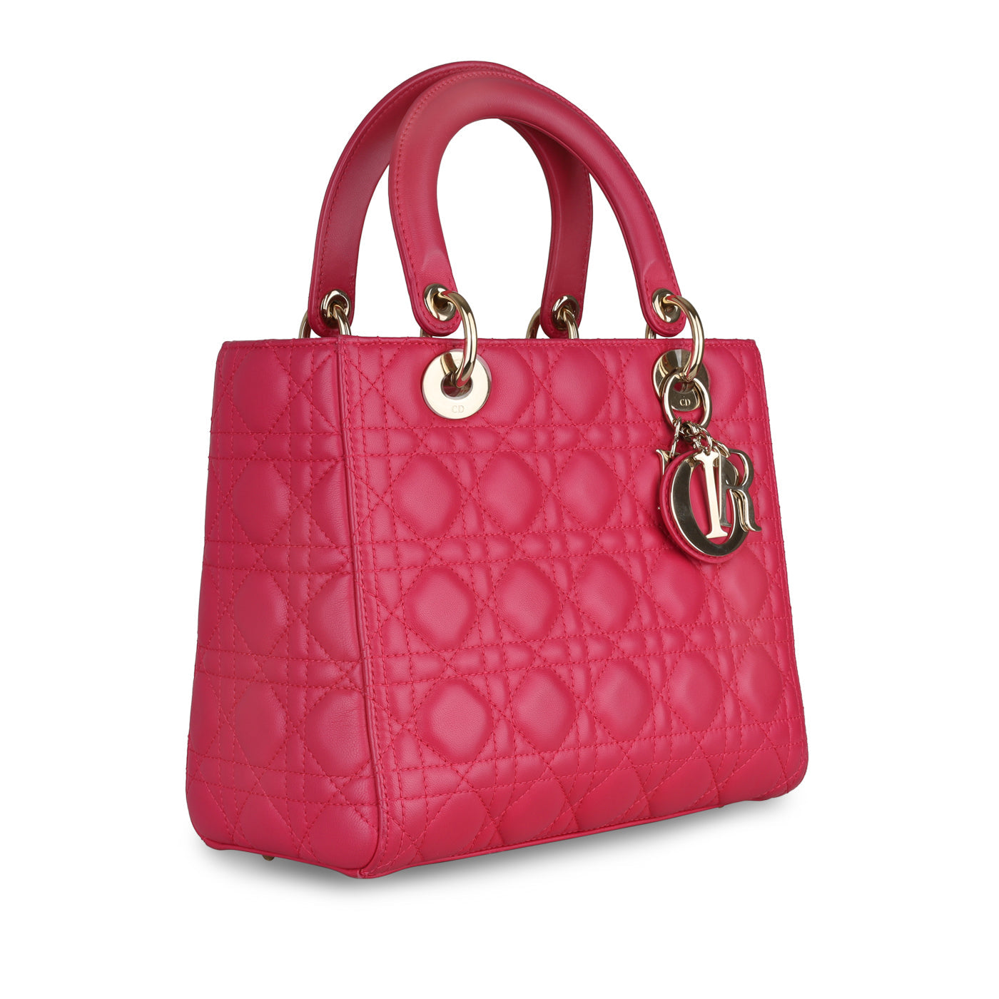 Dior Christian Lady Crossbody Bag Medium Pink Cannage Leather