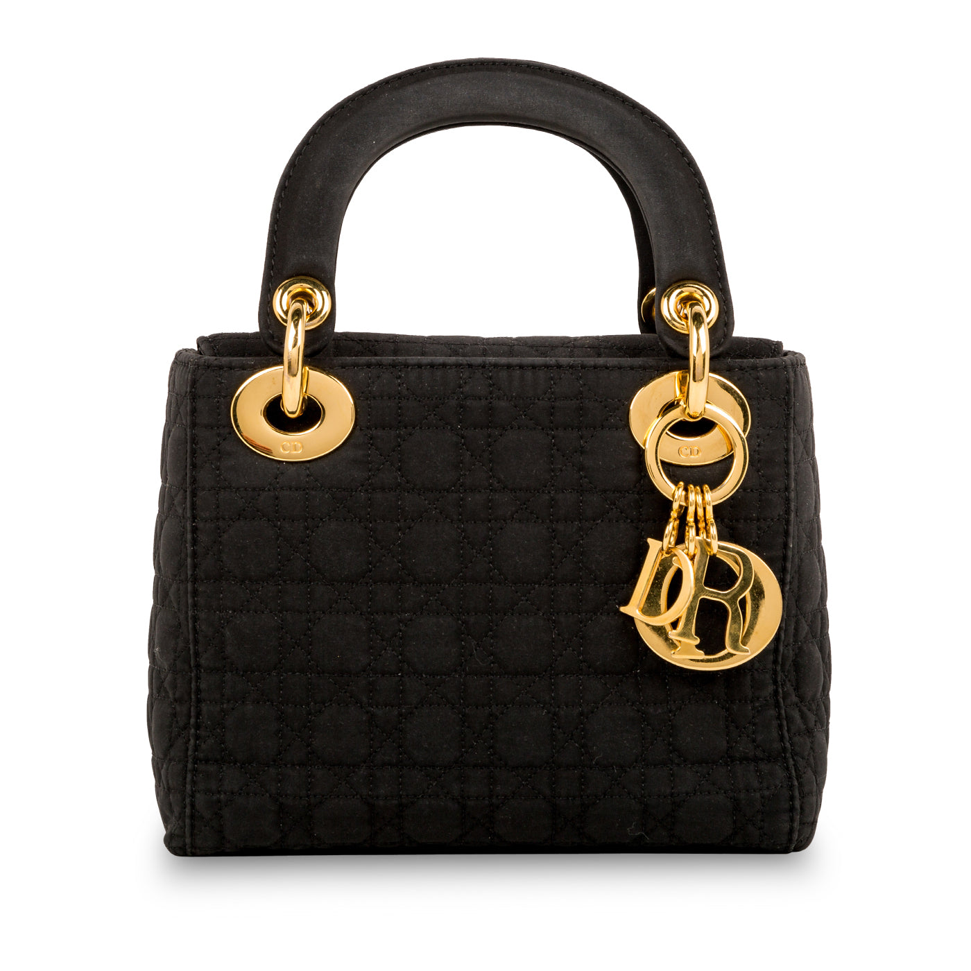Dior Christian Lady Shoulder Bag Satin Black Mini Mini Satin Black