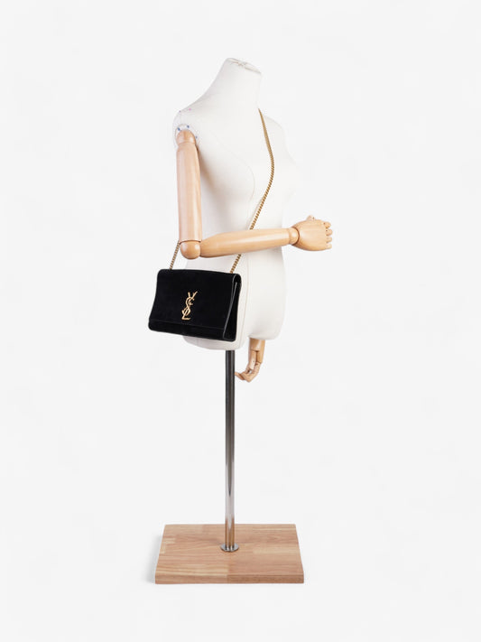 YSL Saint Laurent Kate Shoulder Bag Suede Black Medium