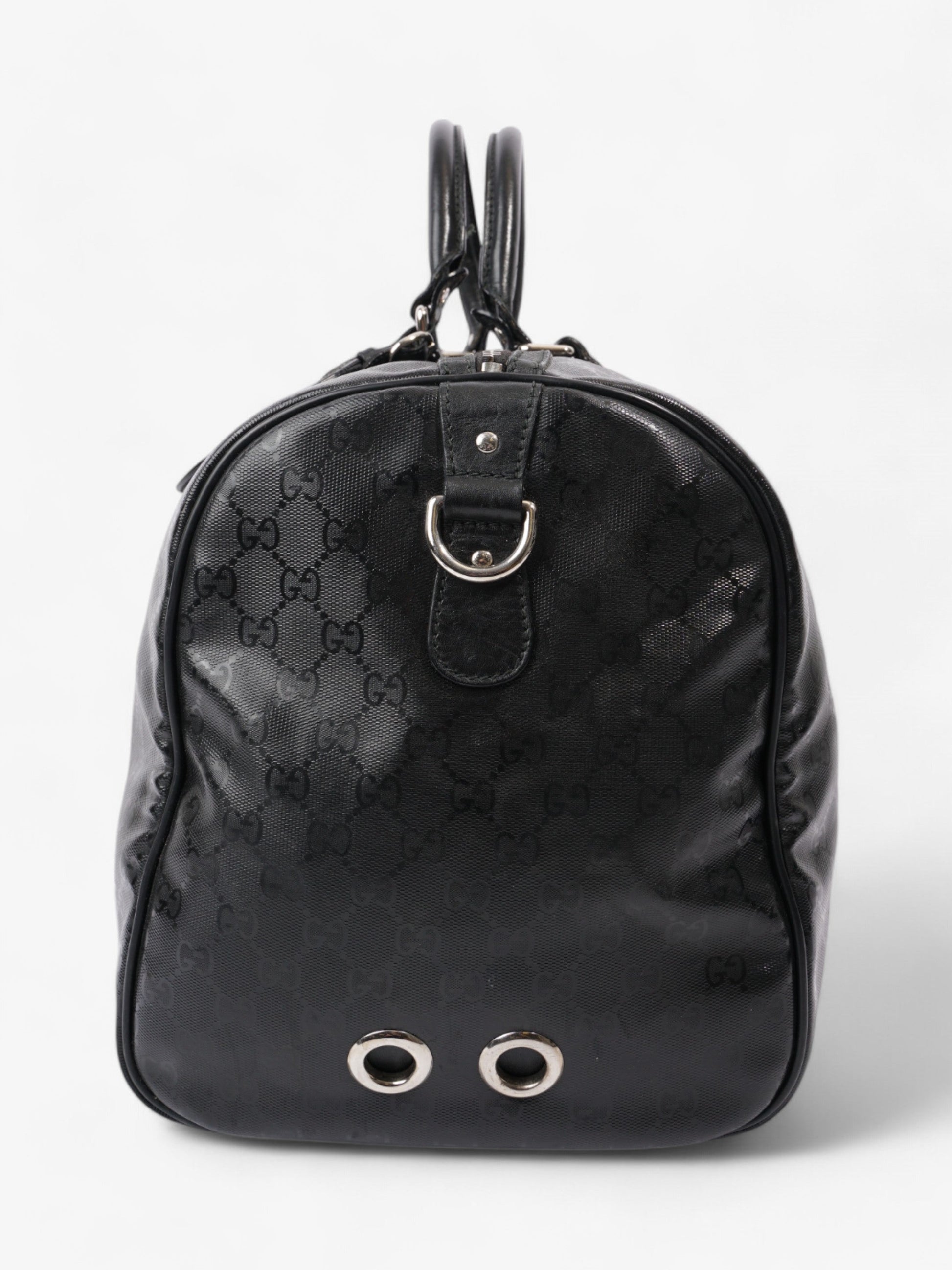 Gucci Fiat Duffle Web Bag Green Canvas Black Travel Bag