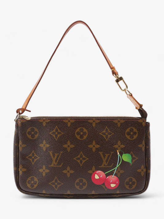 Louis Vuitton Takashi Murakami Cherry Pochette Accessoire Canvas Monogram Red Clutch Bag