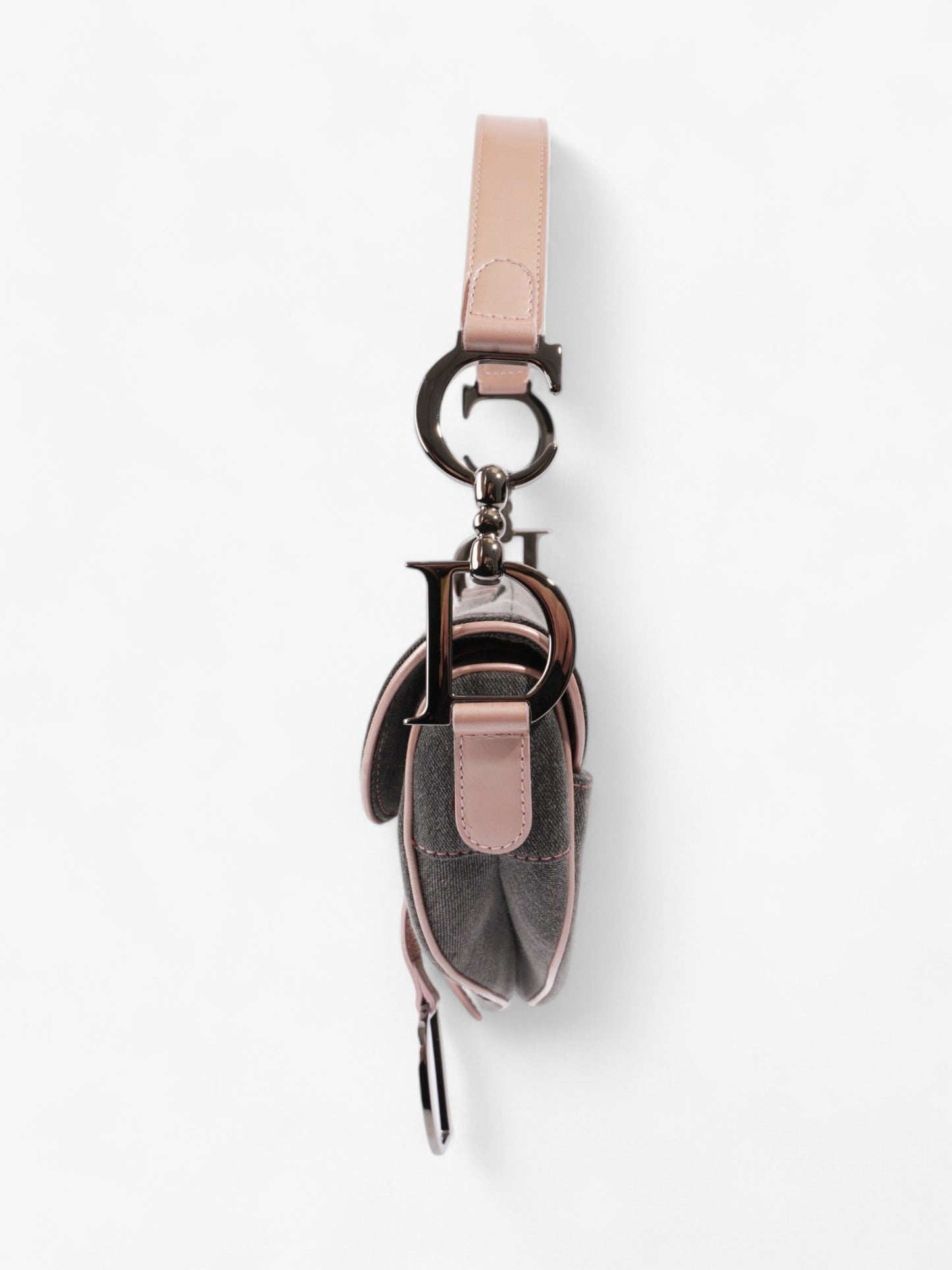 Dior Christian Saddle Bag Grey Light Denim Pink Gray Shoulder Bag