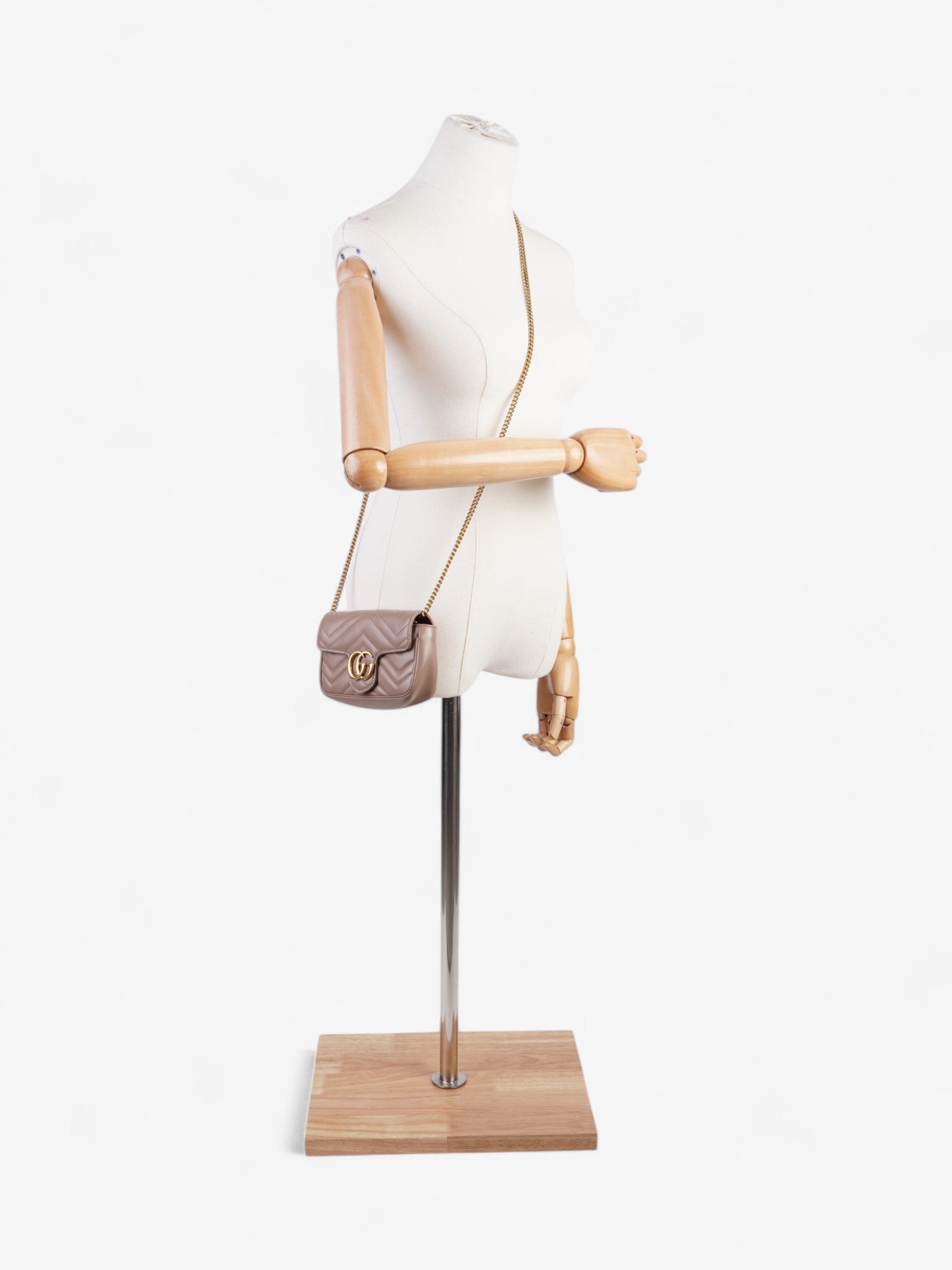 Gucci Marmont Rose Super Mini Crossbody Bag Leather Matelasse