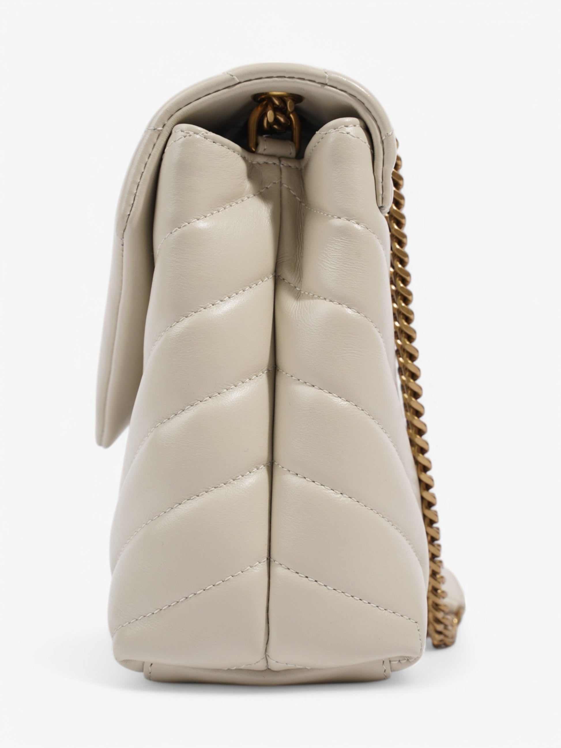 YSL Saint Laurent Loulou Shoulder Bag Leather White Small