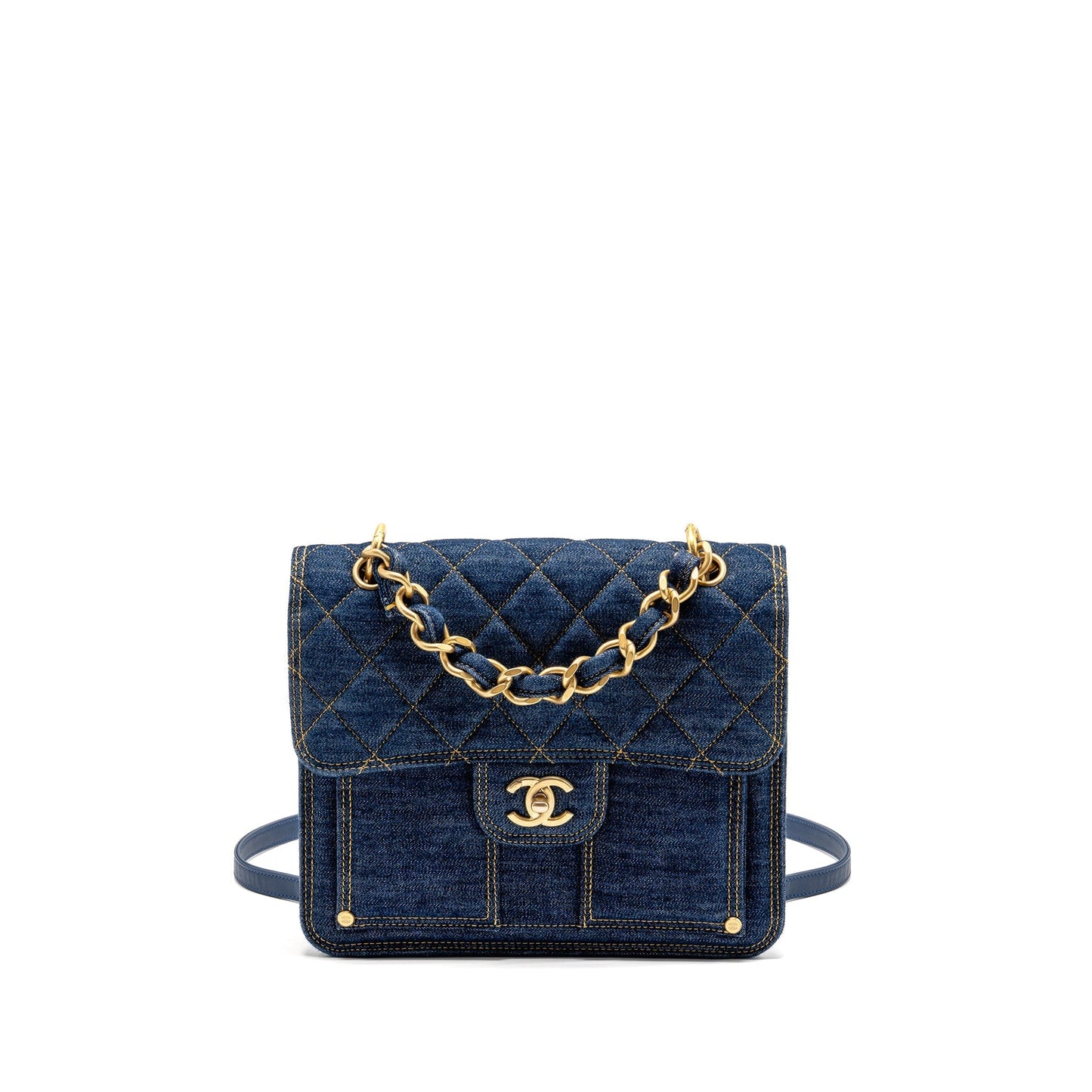 Chanel 23S Flap Backpack Denim GHW Microchip Blue Ghw Microchip