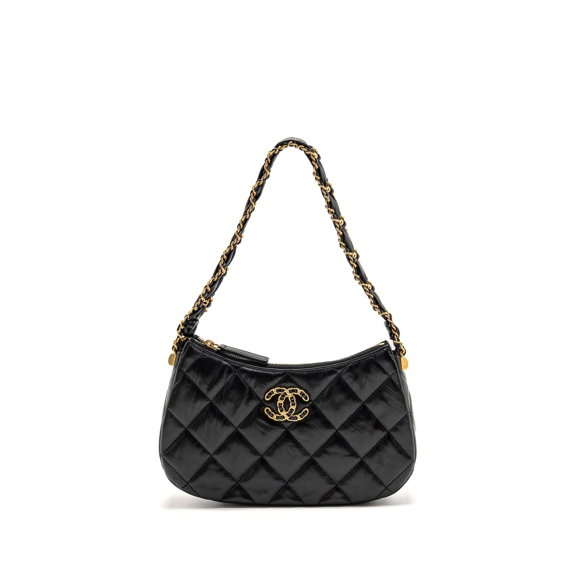 Chanel 23K 19 Hobo Calfskin GHW Microchip Black Shoulder Bag Black 6