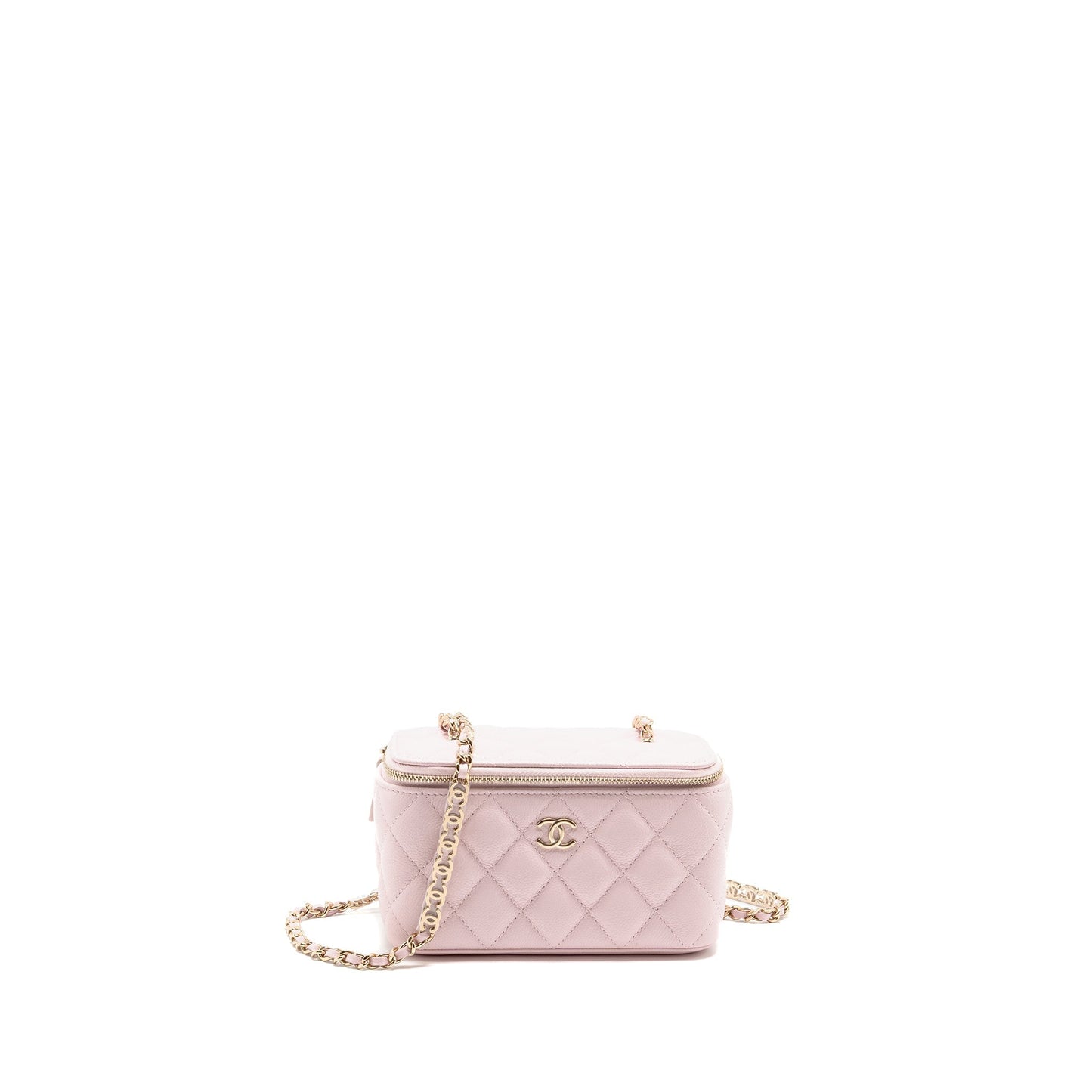 Chanel 22p Long Vanity Logo Light Caviar Pink Handbag