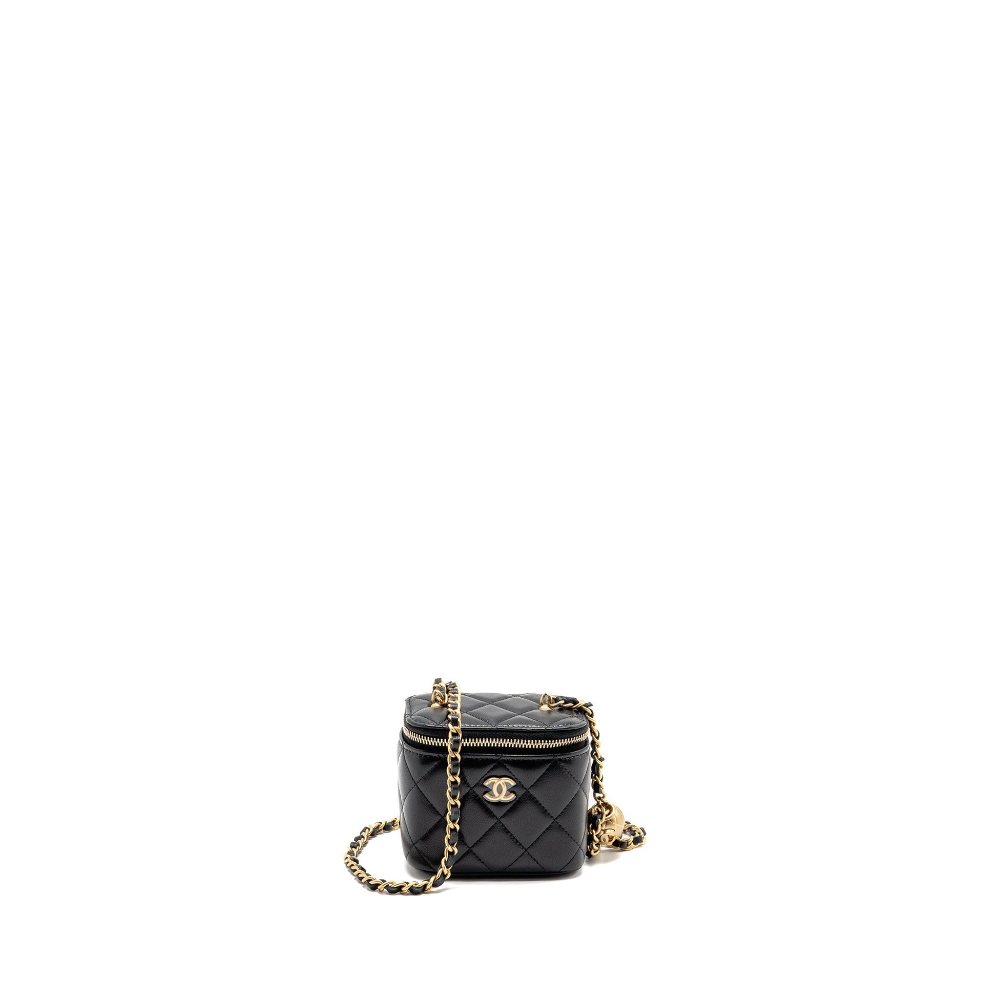 Chanel Pearl Crush Vanity Lambskin GHW Microchip Black Mini Bag Microchip 1