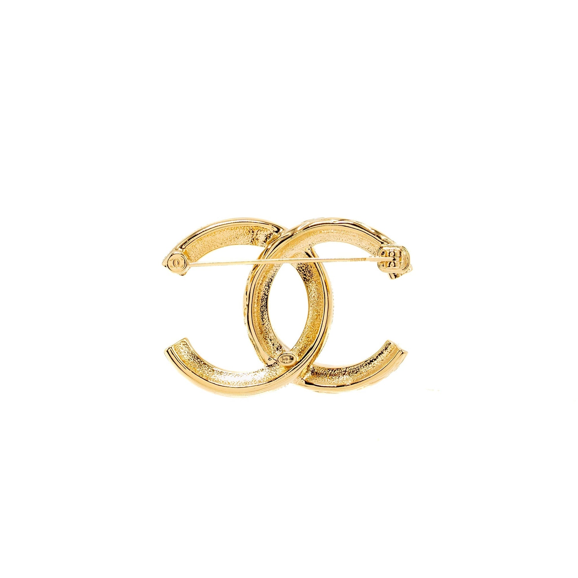 Chanel Crystal CC logo Brooch GHW Handbag
