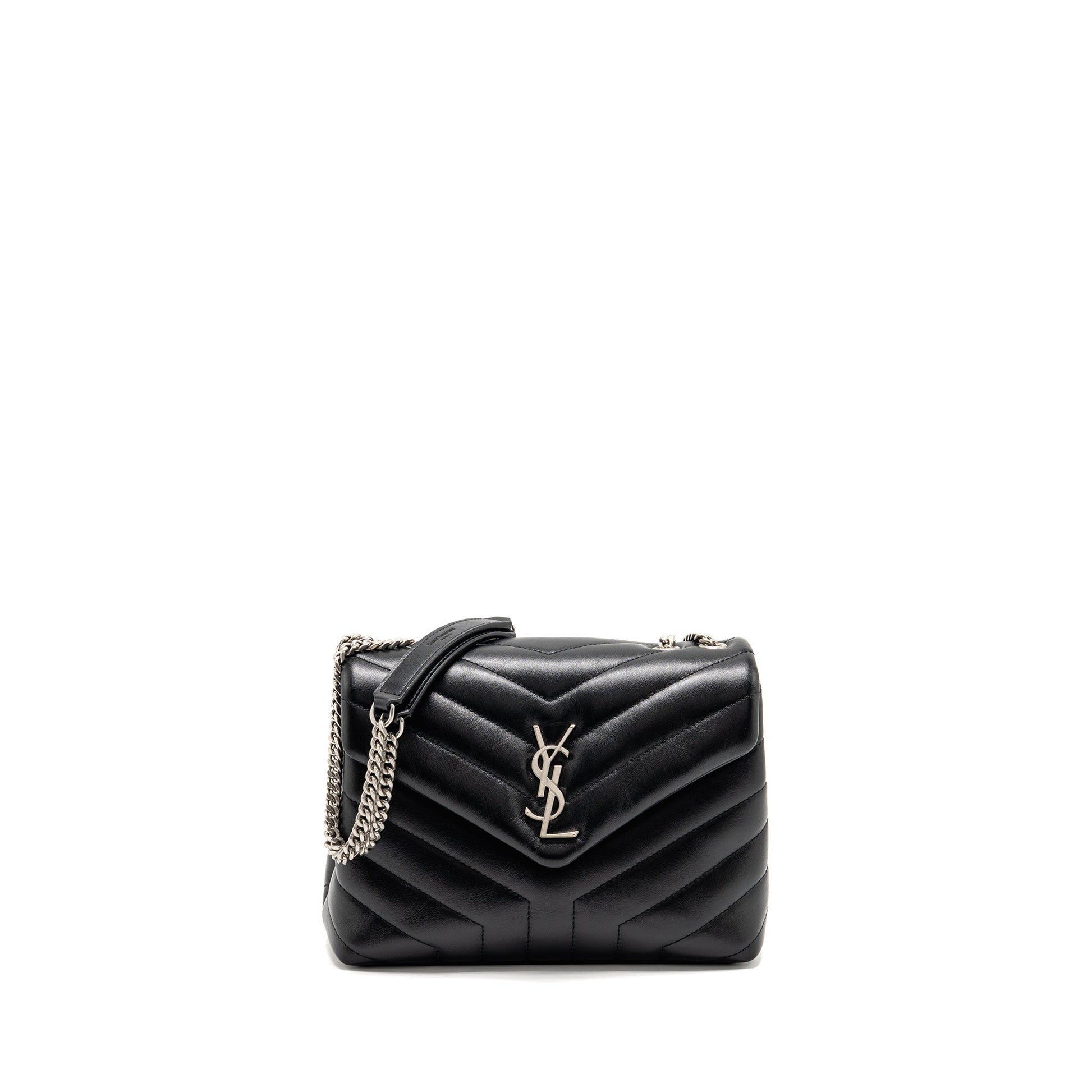 YSL Saint Laurent Loulou Purse Calfskin Travel Bag Black Small