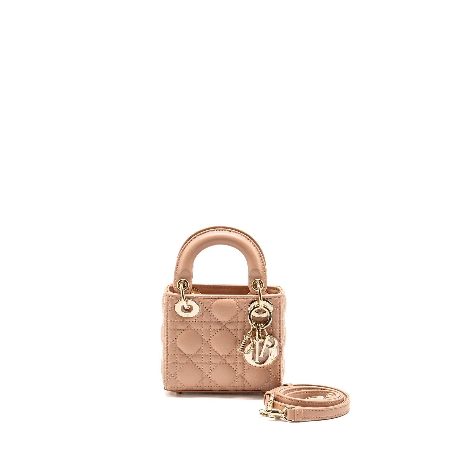 Dior Micro Lady Cannage Lambskin Rose Des Vents Travel Bag