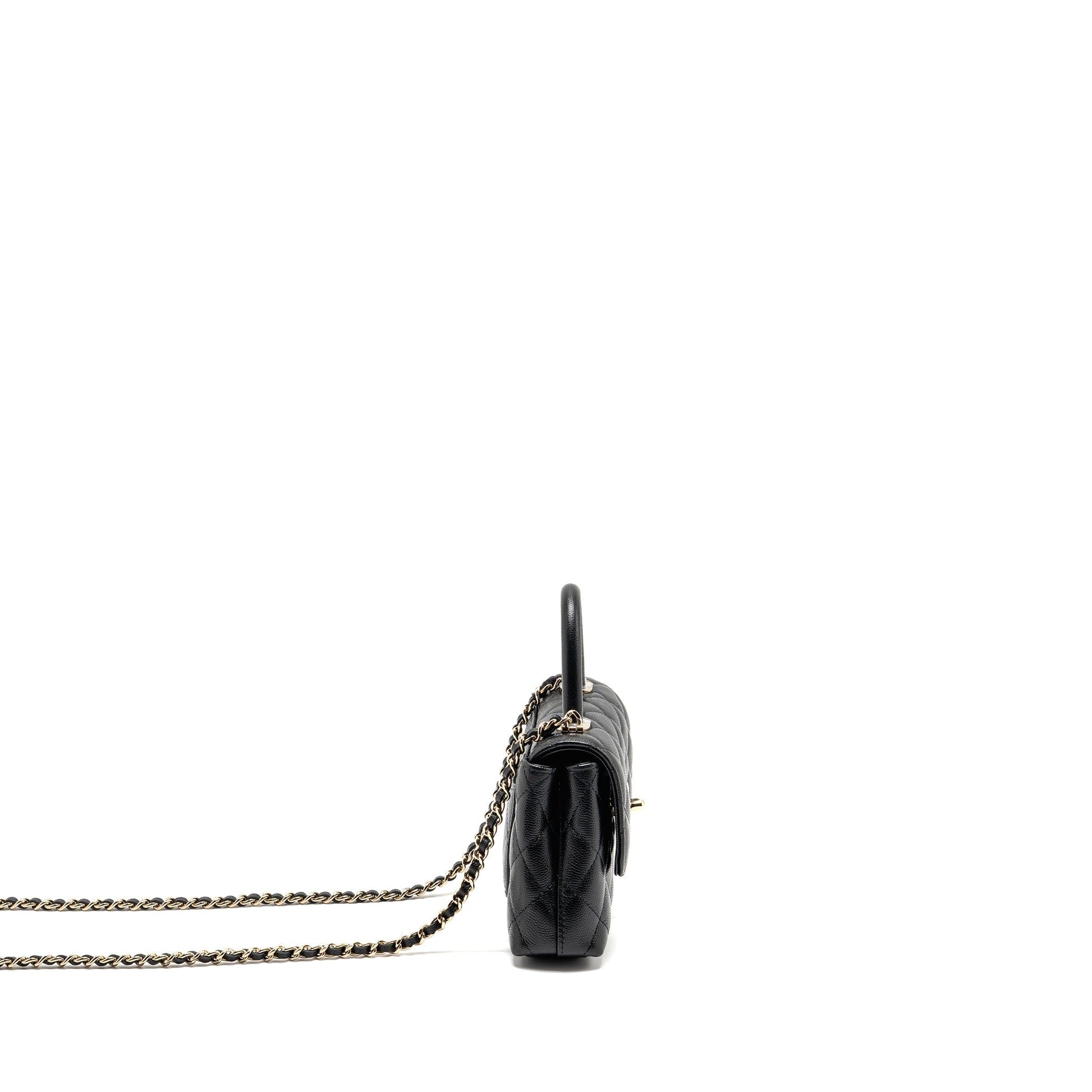 Chanel Coco Handle Caviar LGHW Microchip Black Clutch Bag Microchip 1