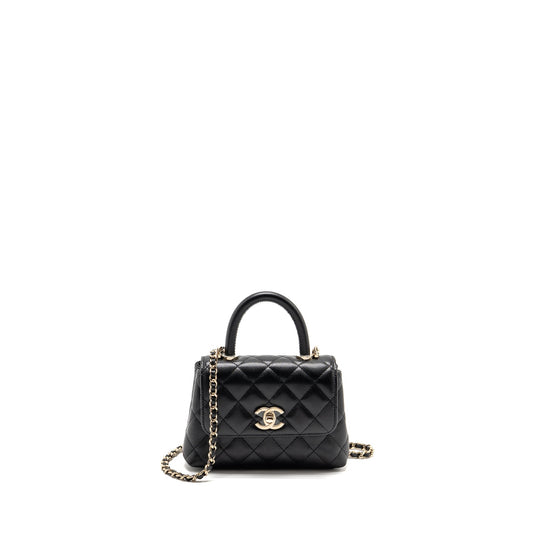 Chanel Coco Handle Caviar LGHW Microchip Black Clutch Bag Microchip 1