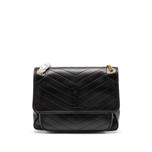 YSL Saint Laurent Saint Laurent Niki Purse Lambskin Travel Bag Black Large