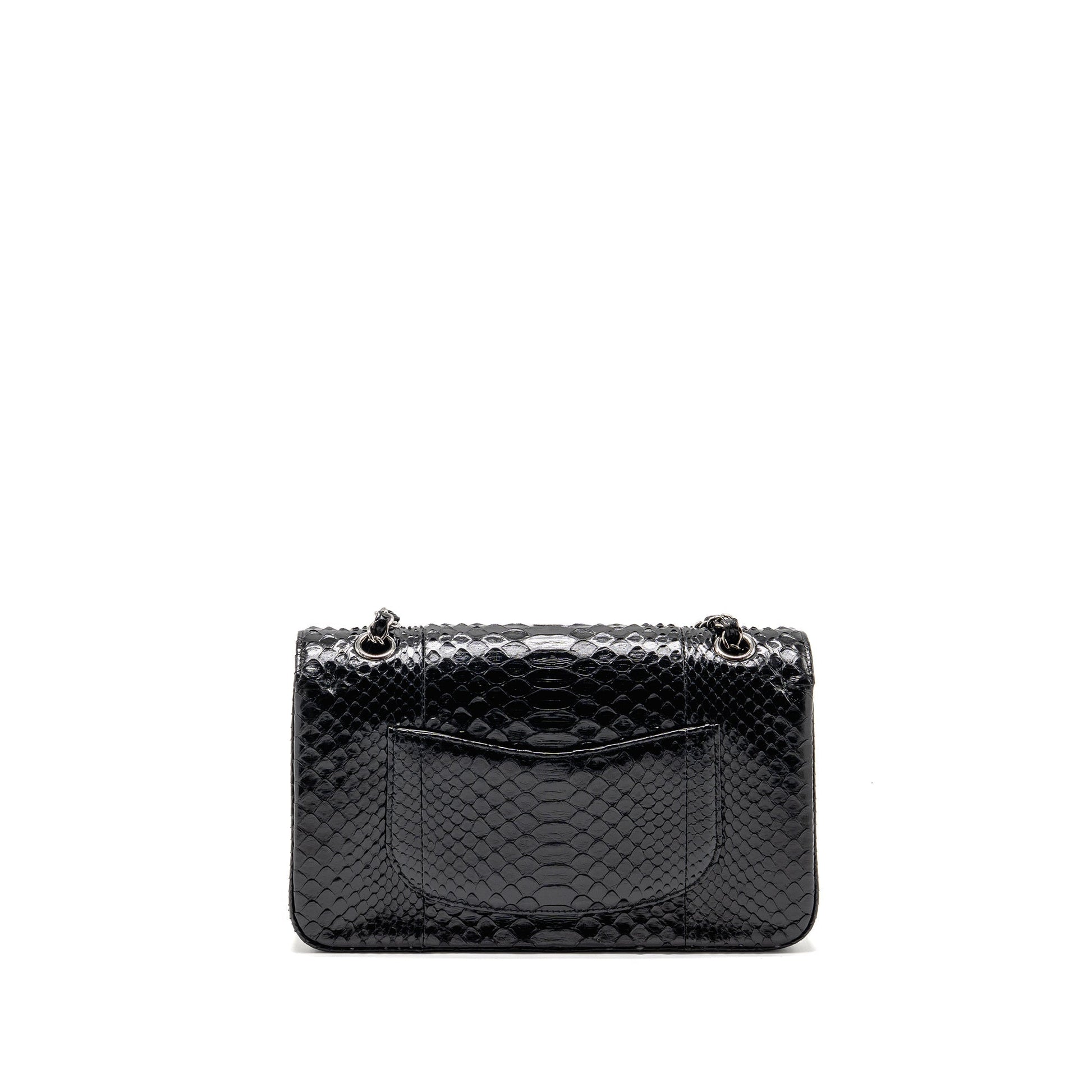 Chanel Classic Double Flap Python SHW Black Shoulder Bag