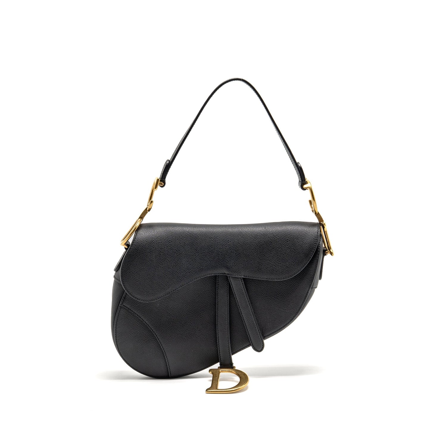 Dior Saddle Purse Calfskin Handbag Black Medium Travel Bag