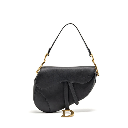 Dior Saddle Purse Calfskin Handbag Black Medium Travel Bag
