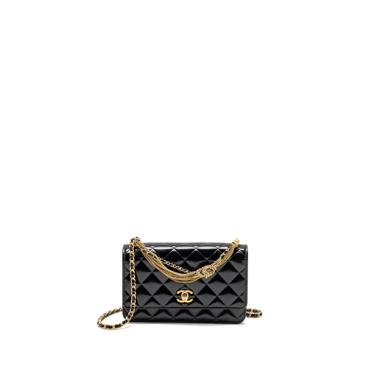 Chanel 24A Detailed on Shiny Calfskin GHW Black Wallet Case