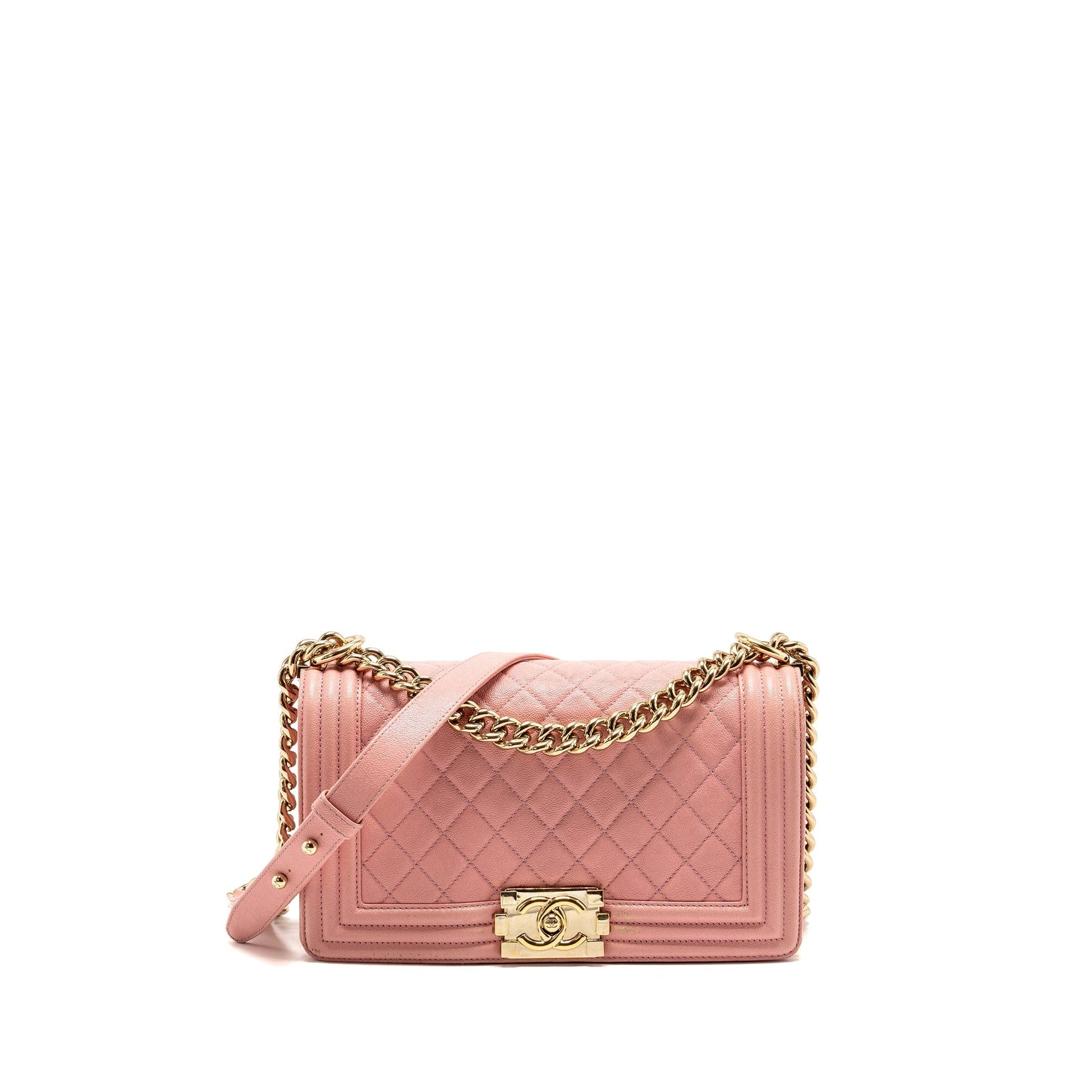 Chanel Boy Grained Calfskin LGHW Pink Handbag