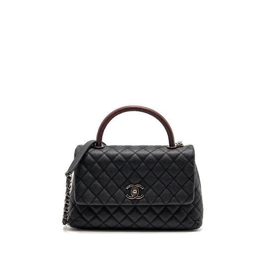 Chanel Coco Handle Flap Lizard Embossed Handle Black Small Shoulder Bag