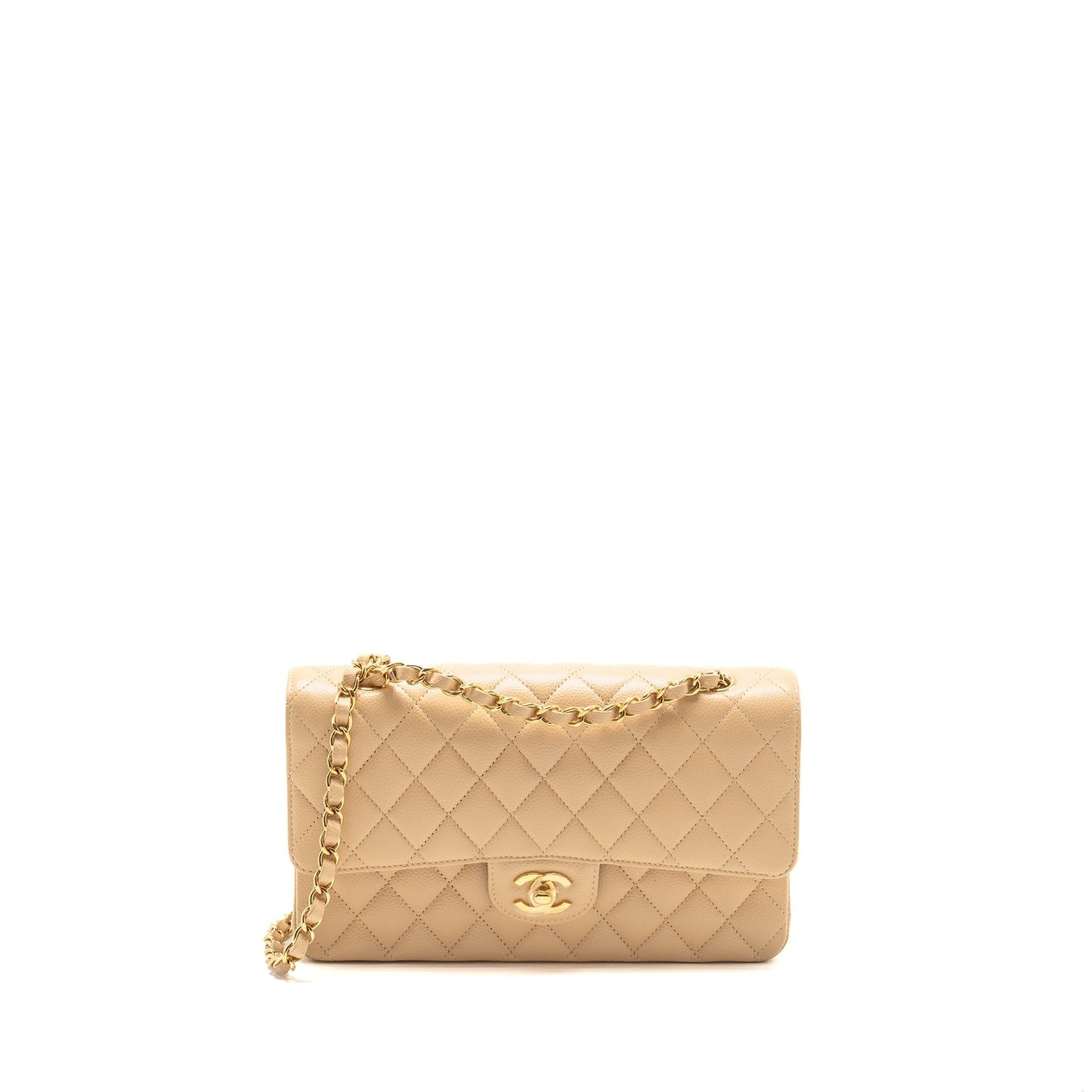Chanel Classic Double Flap Caviar GHW microchip Beige Shoulder Bag Ghwmicrochip 1