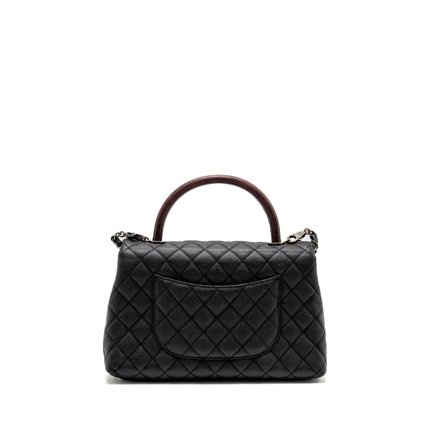 Chanel Coco Handle Flap Lizard Embossed Handle Black Small Shoulder Bag