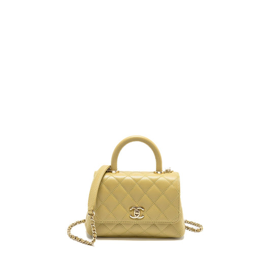 Chanel Coco Handle Caviar Light LGHW Microchip Green Mini Bag