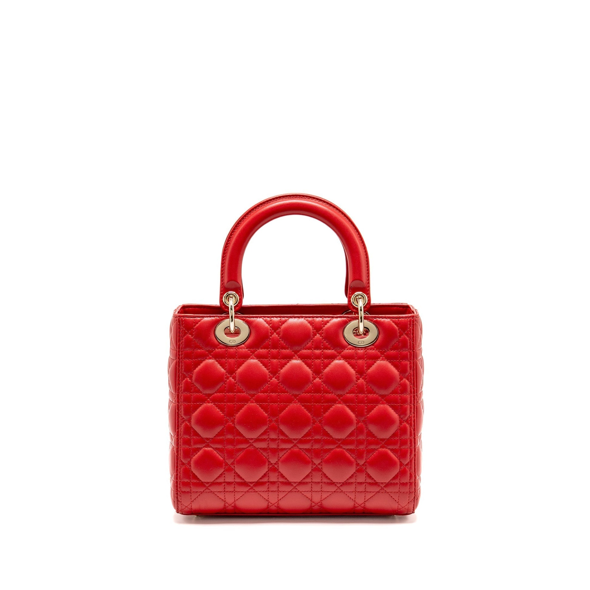 Dior Lady Lambskin Handbag Red Medium Travel Bag