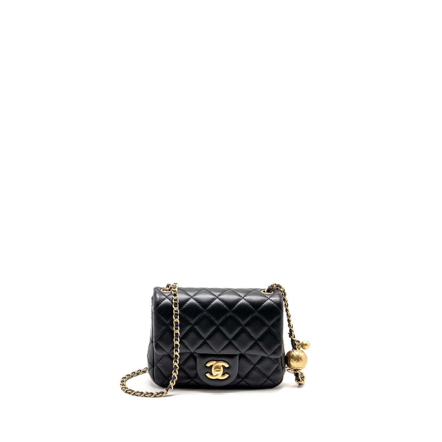 Chanel Pearl Crush Square Flap Lambskin GHW Black Shoulder Bag Ghwmicrochip 2