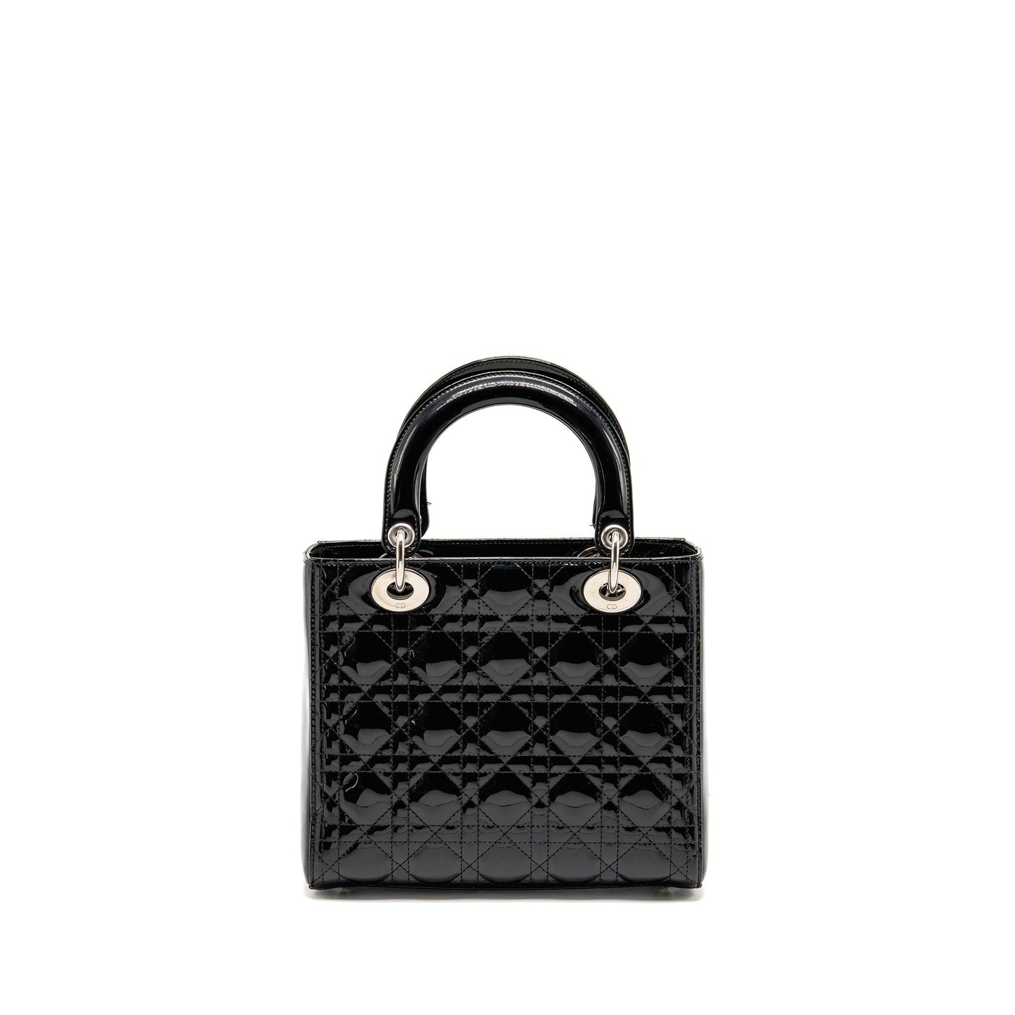 Dior Lady Patent Handbag Leather Black Travel Bag 3