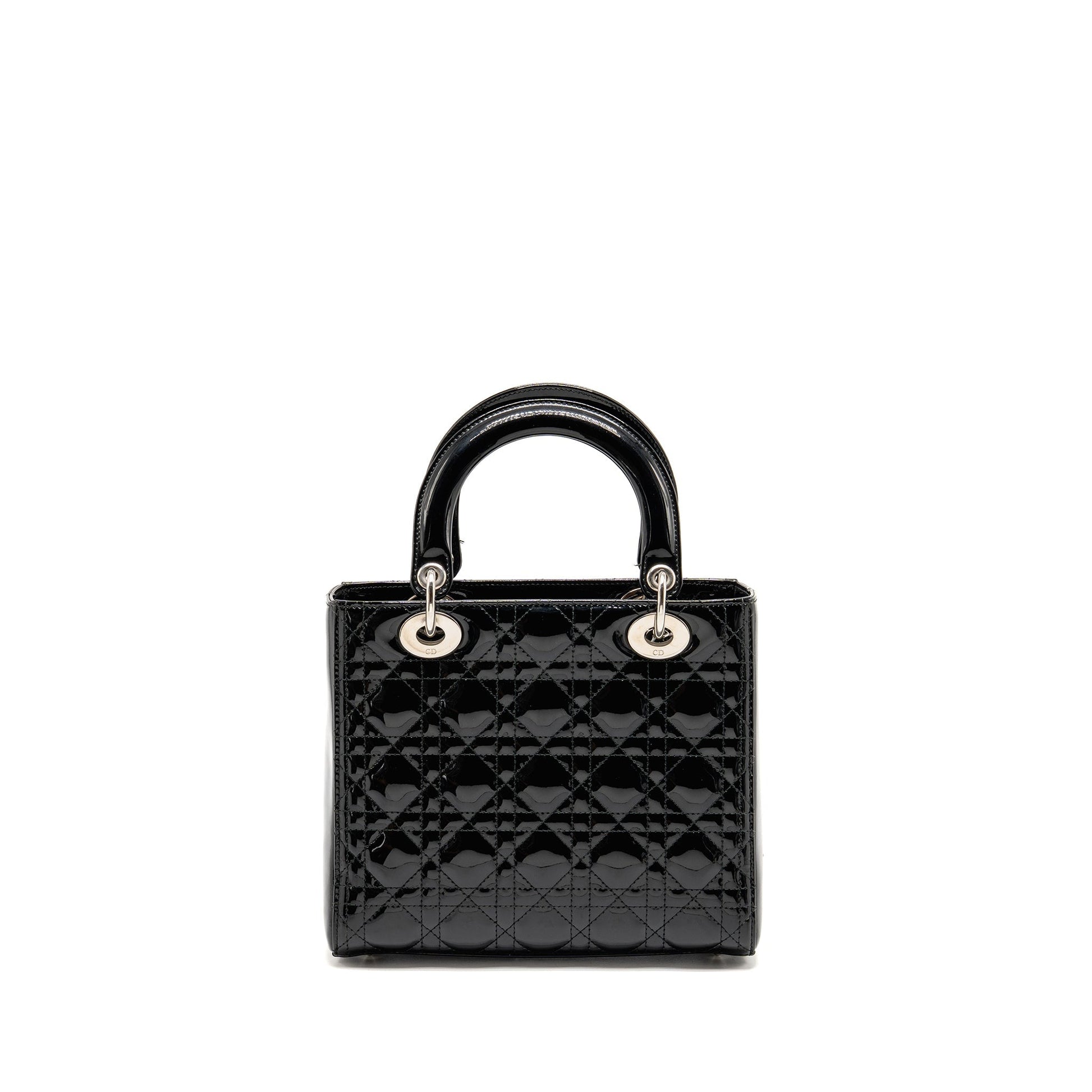 Dior Lady Patent Handbag Leather Black Travel Bag 3