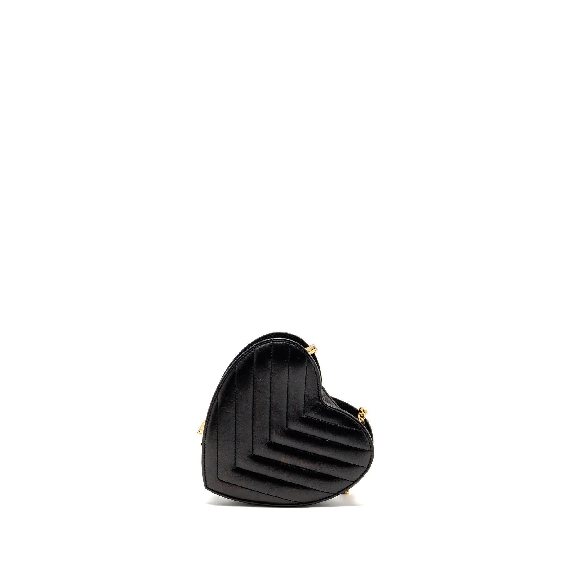 YSL Saint Laurent Saint Laurent Love Heart Purse Lambskin Travel Black Chain Travel Bag