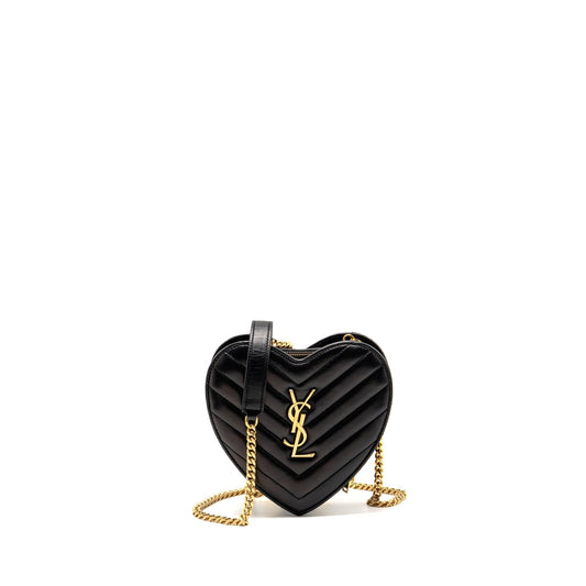 YSL Saint Laurent Saint Laurent Love Heart Purse Lambskin Travel Black Chain Travel Bag