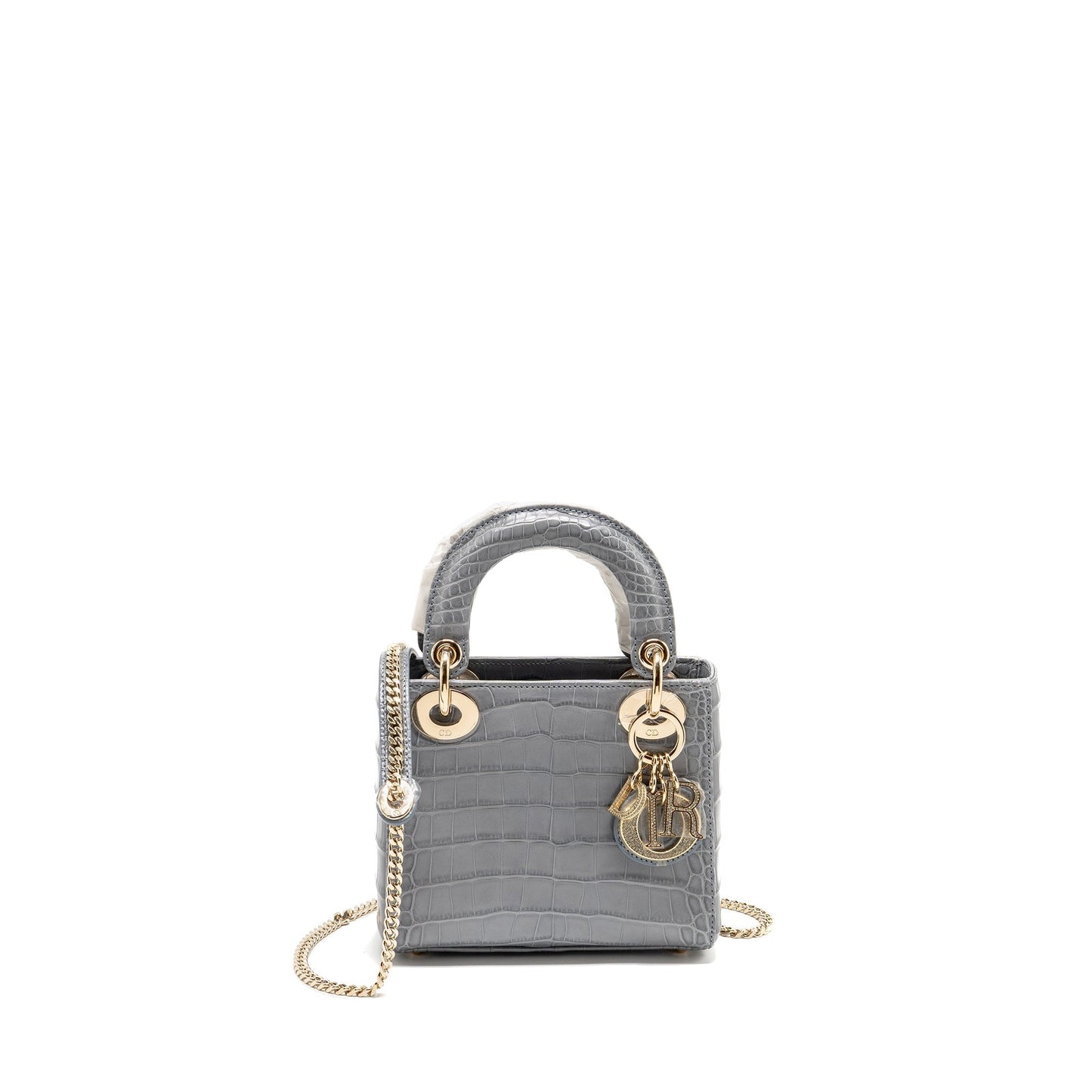Dior Lady Alligator Mississippiensis Grey Handbag Mini Travel Bag
