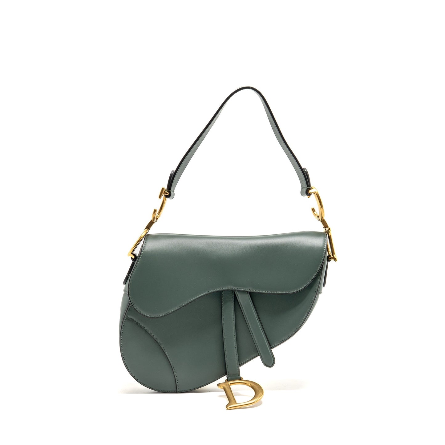 Dior Saddle Purse Calfskin Dark Handbag Green Medium Travel Bag