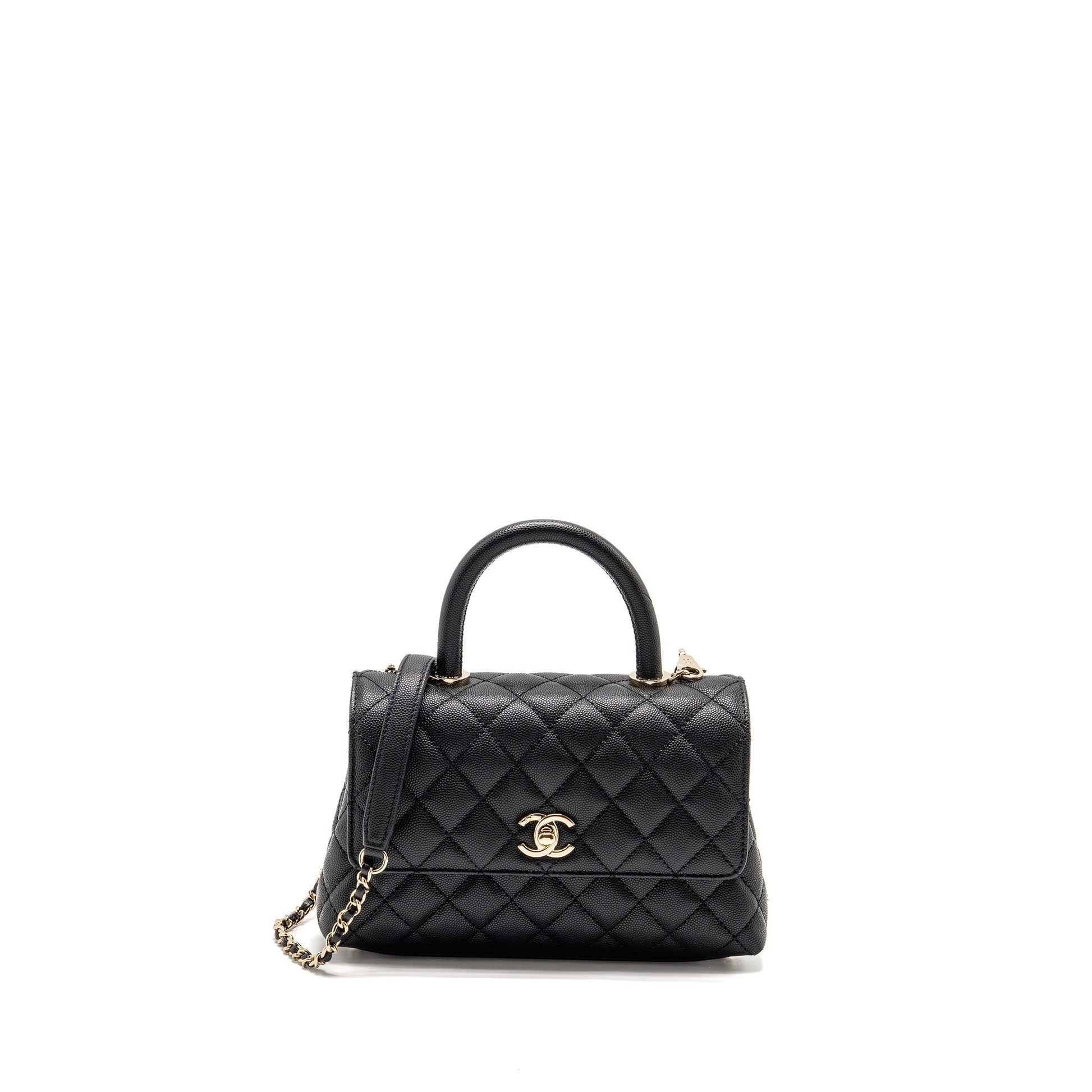 Chanel Coco Handle Caviar LGHW Microchip Black Small Handbag Microchip 17