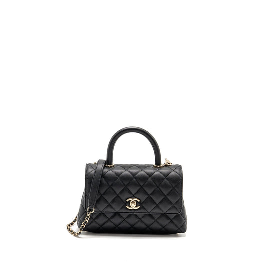 Chanel Coco Handle Caviar LGHW Microchip Black Small Handbag Microchip 17