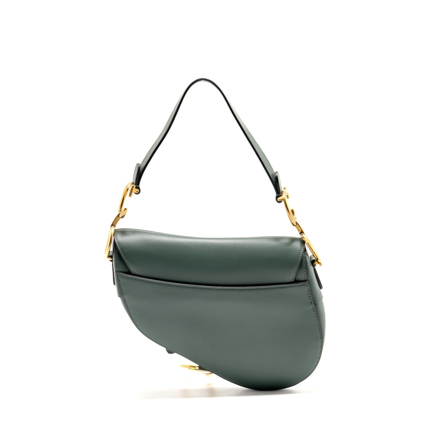 Dior Saddle Purse Calfskin Dark Handbag Green Medium Travel Bag