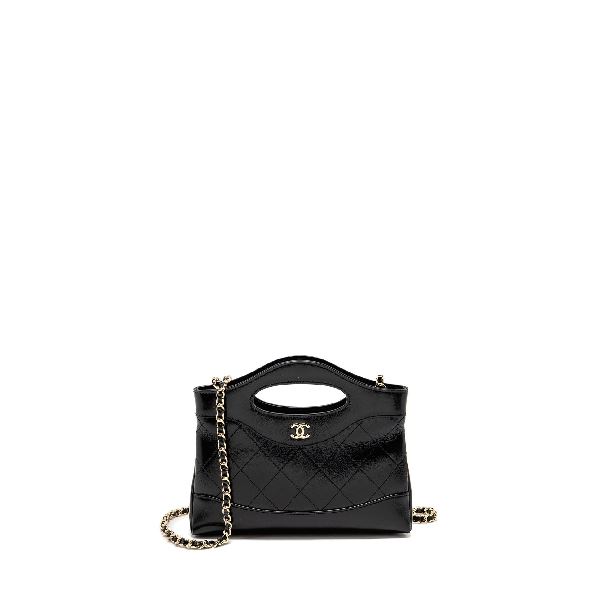 Chanel 24c 31 Shiny Calfskin LGHW microchip Black Clutch Bag Number A483U2Hl