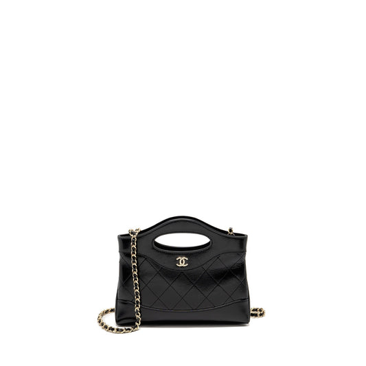 Chanel 24c 31 Shiny Calfskin LGHW microchip Black Clutch Bag Number A483U2Hl