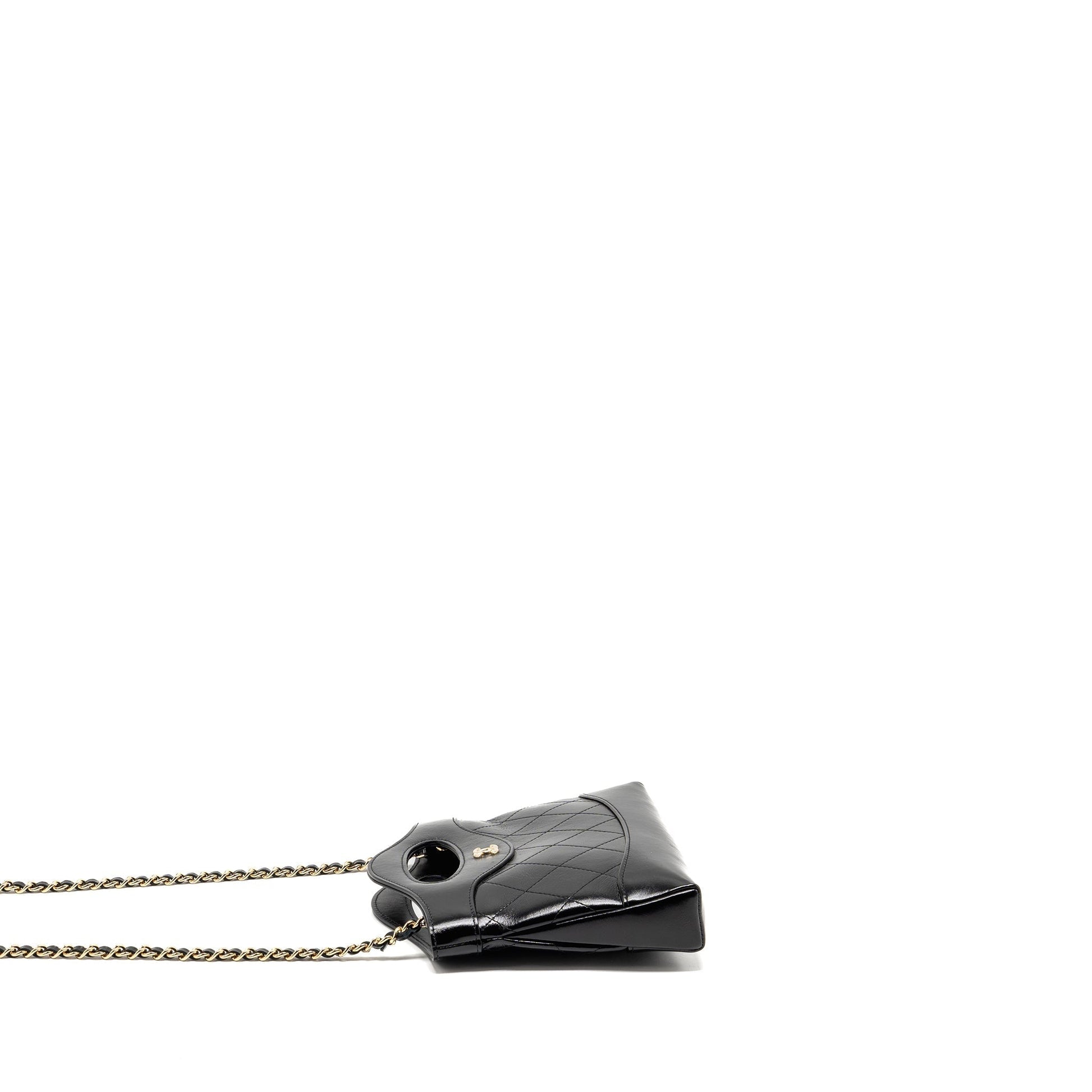 Chanel 24c 31 Shiny Calfskin LGHW microchip Black Clutch Bag Number A483U2Hl