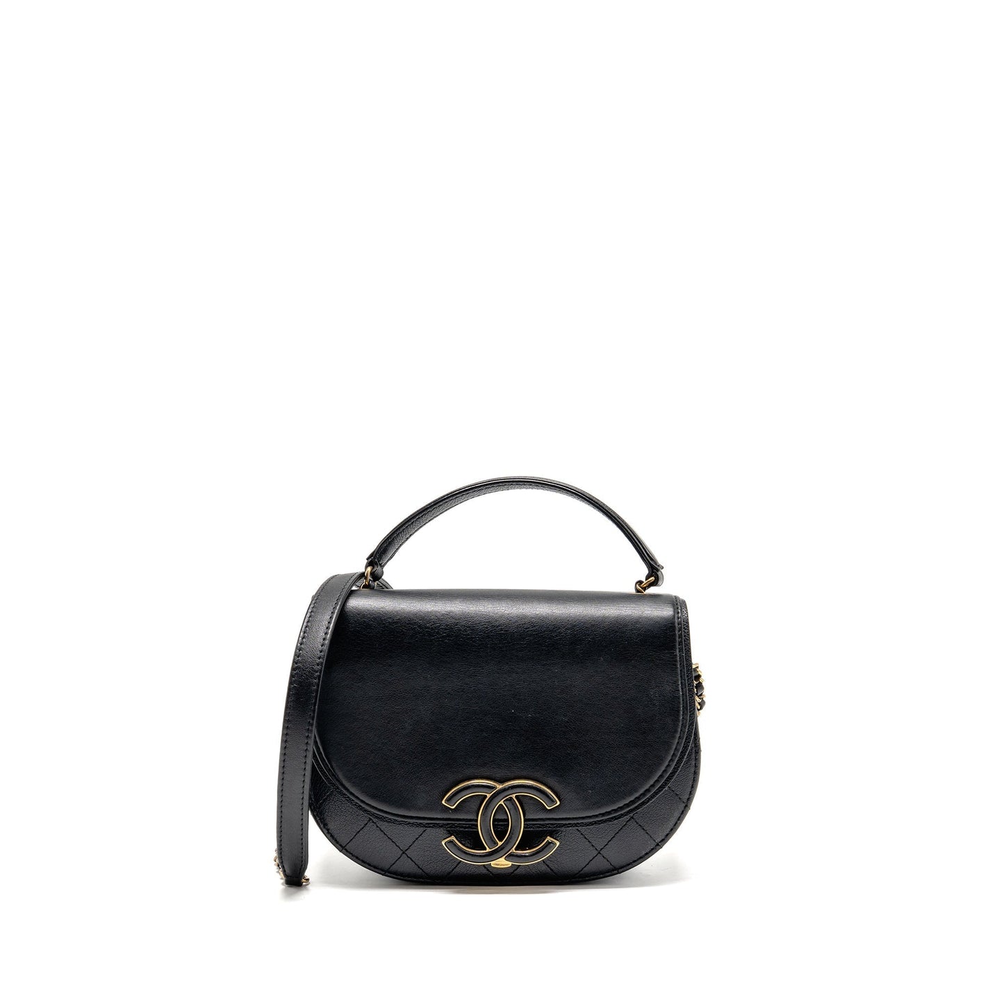 Chanel Coco Curve Flap Shiny Goatskin Calfskin Black Small Shoulder Bag