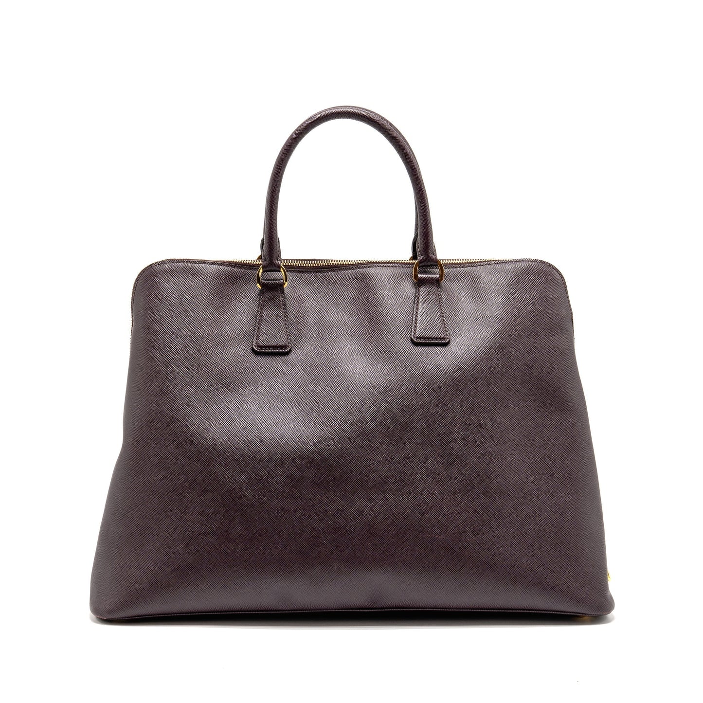 Prada Saffiano Vernice Promenade Dome Tote Purse Mogano Leather Large Tote Bag