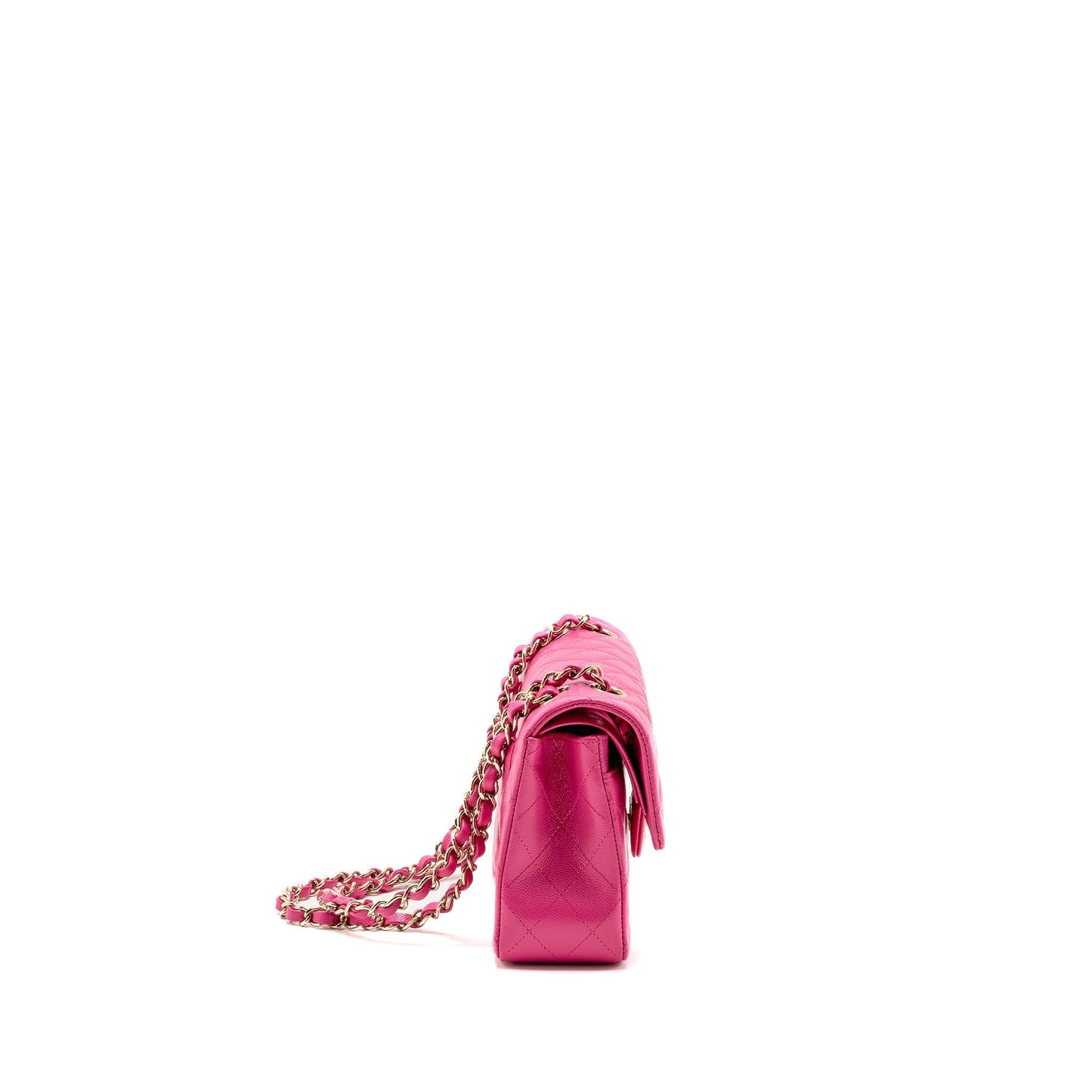 Chanel Classic Double Flap Caviar LGHW Microchip Pink Small Shoulder Bag