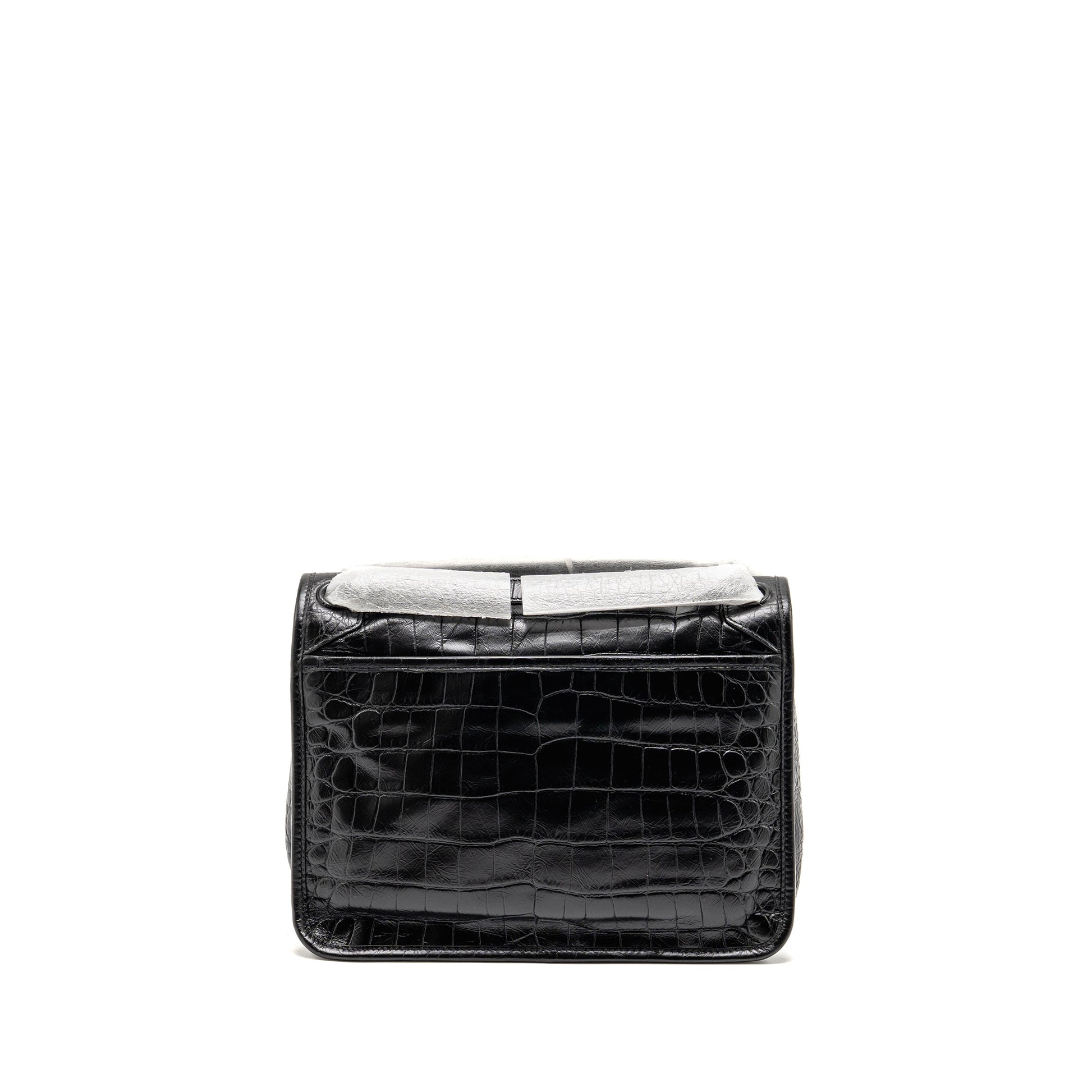 YSL Saint Laurent Niki Purse Crocodile Calfskin Hardware Black Medium Embossed Travel Bag