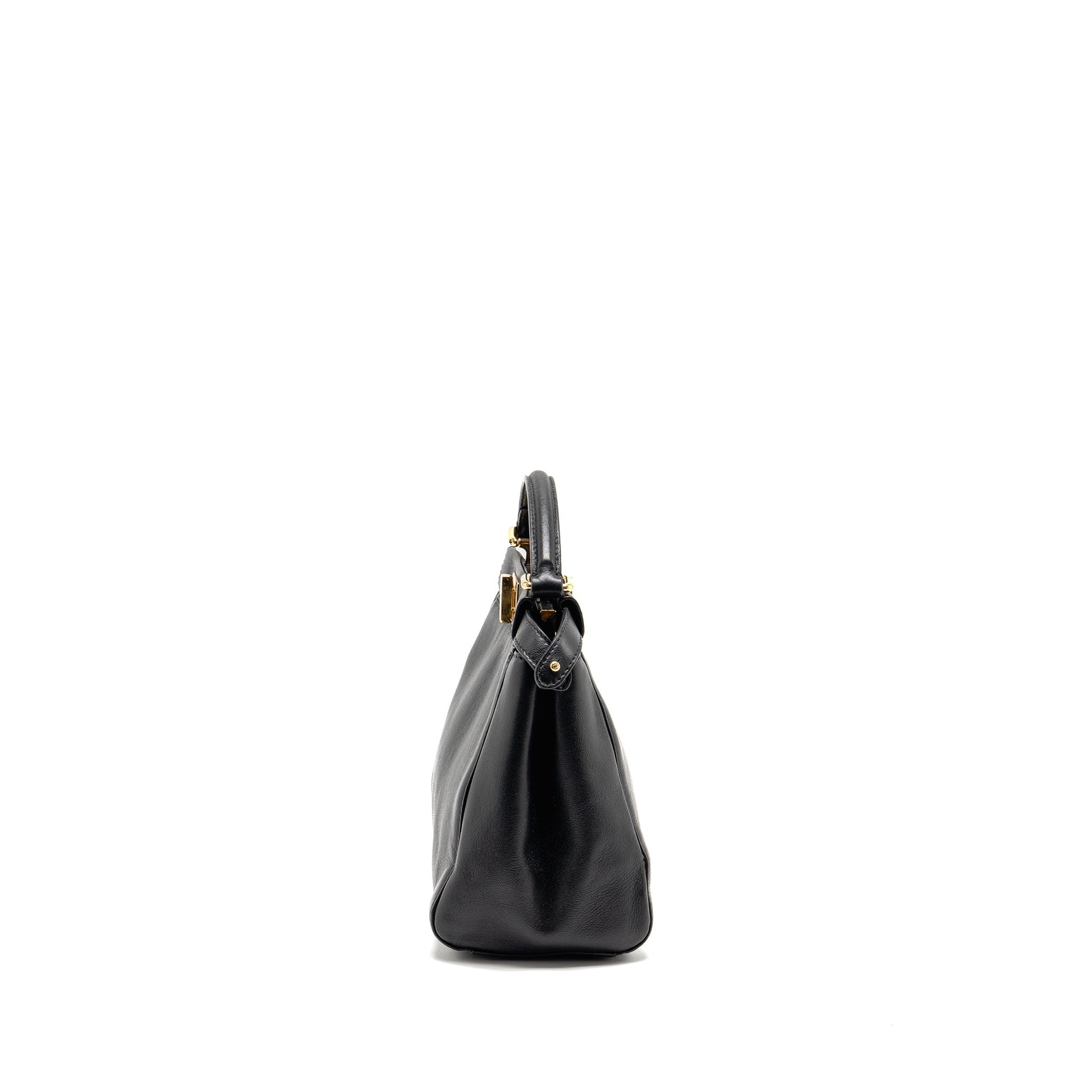 Fendi Peekaboo Handbag Lambskin Black Mini Travel Bag