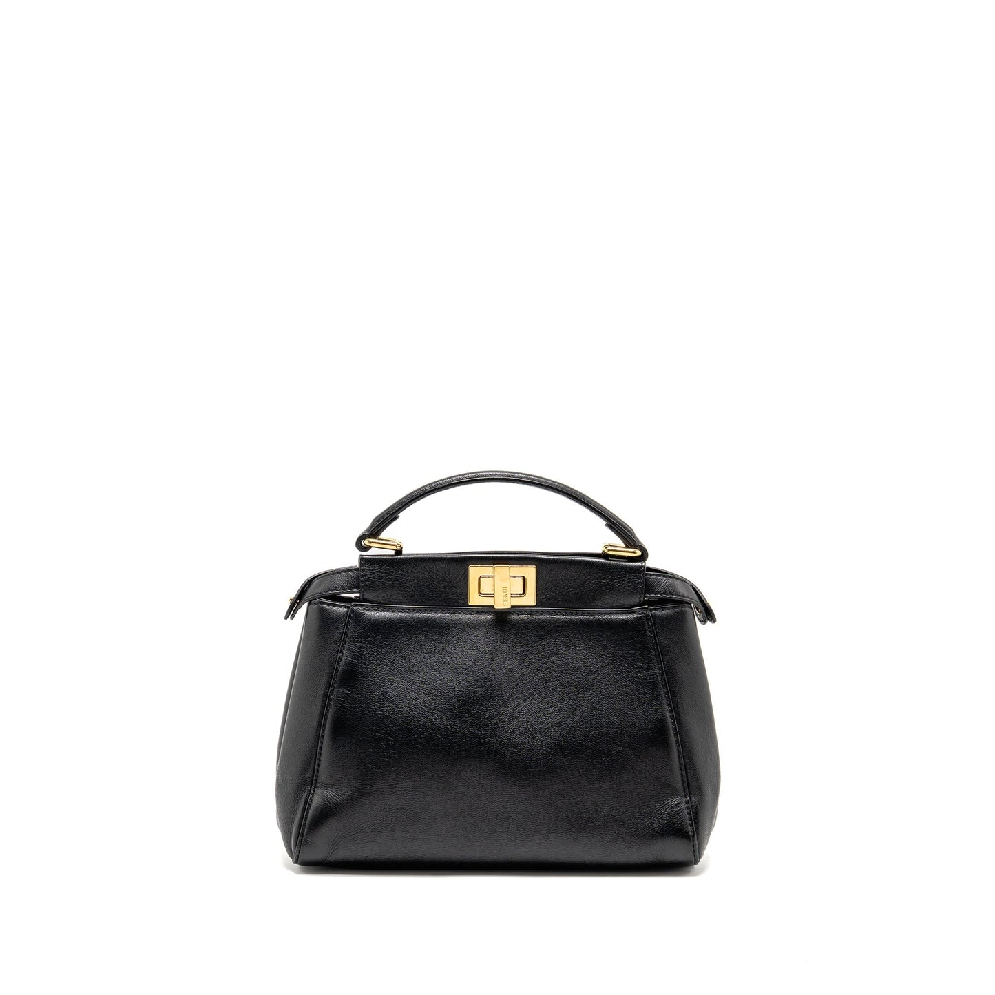 Fendi Peekaboo Handbag Lambskin Black Mini Travel Bag