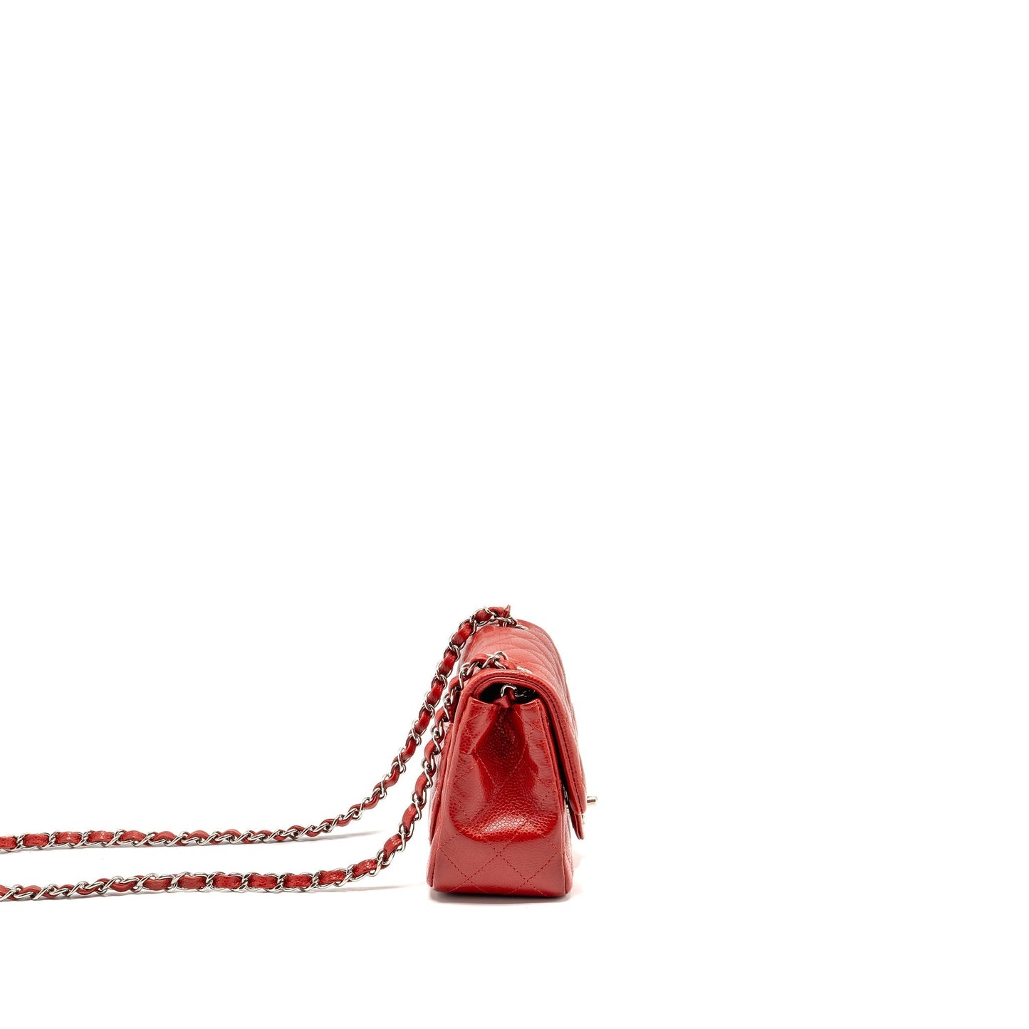 Chanel Square Flap Caviar SHW Red Shoulder Bag Red Shw